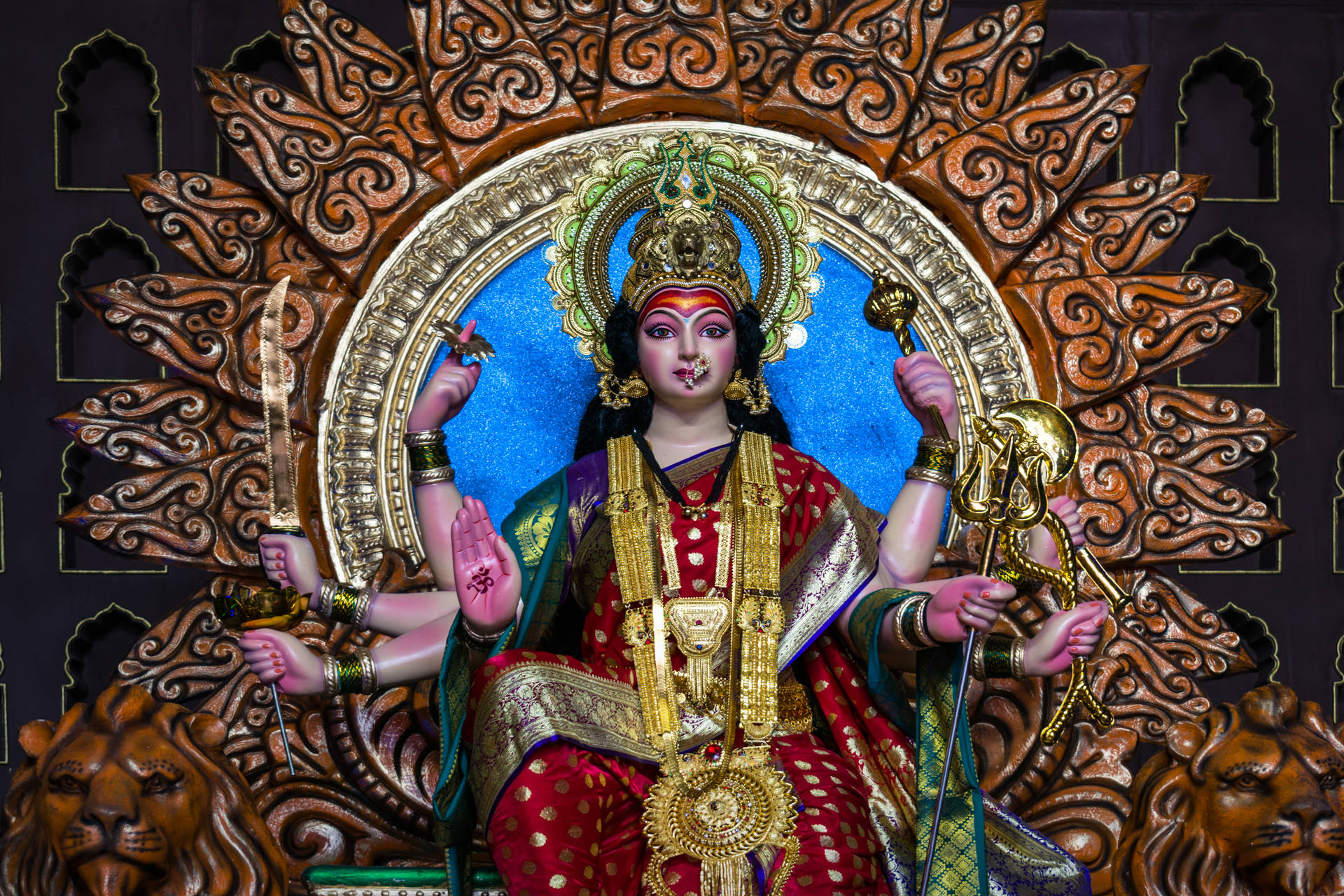 Navratri Gold Throne