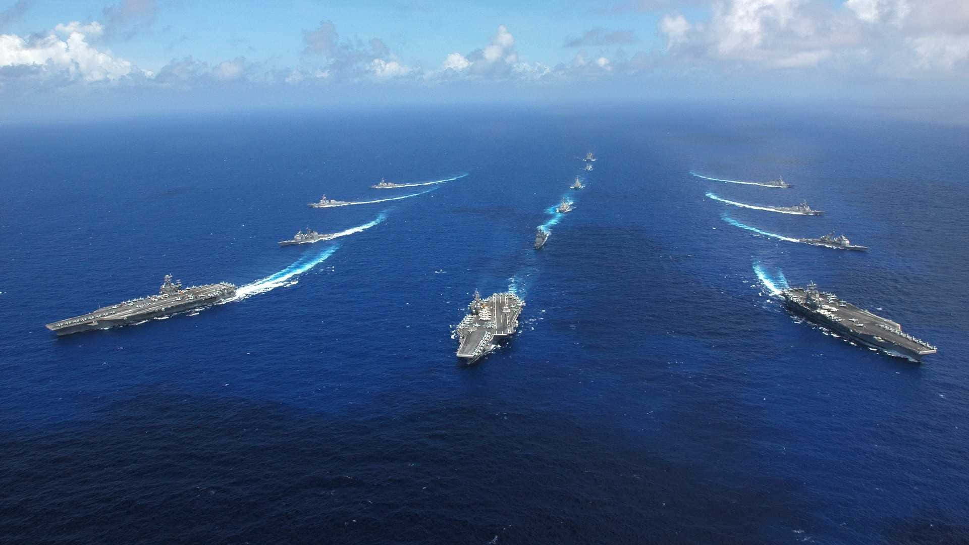 Breathtaking view of Navy warships at sea
