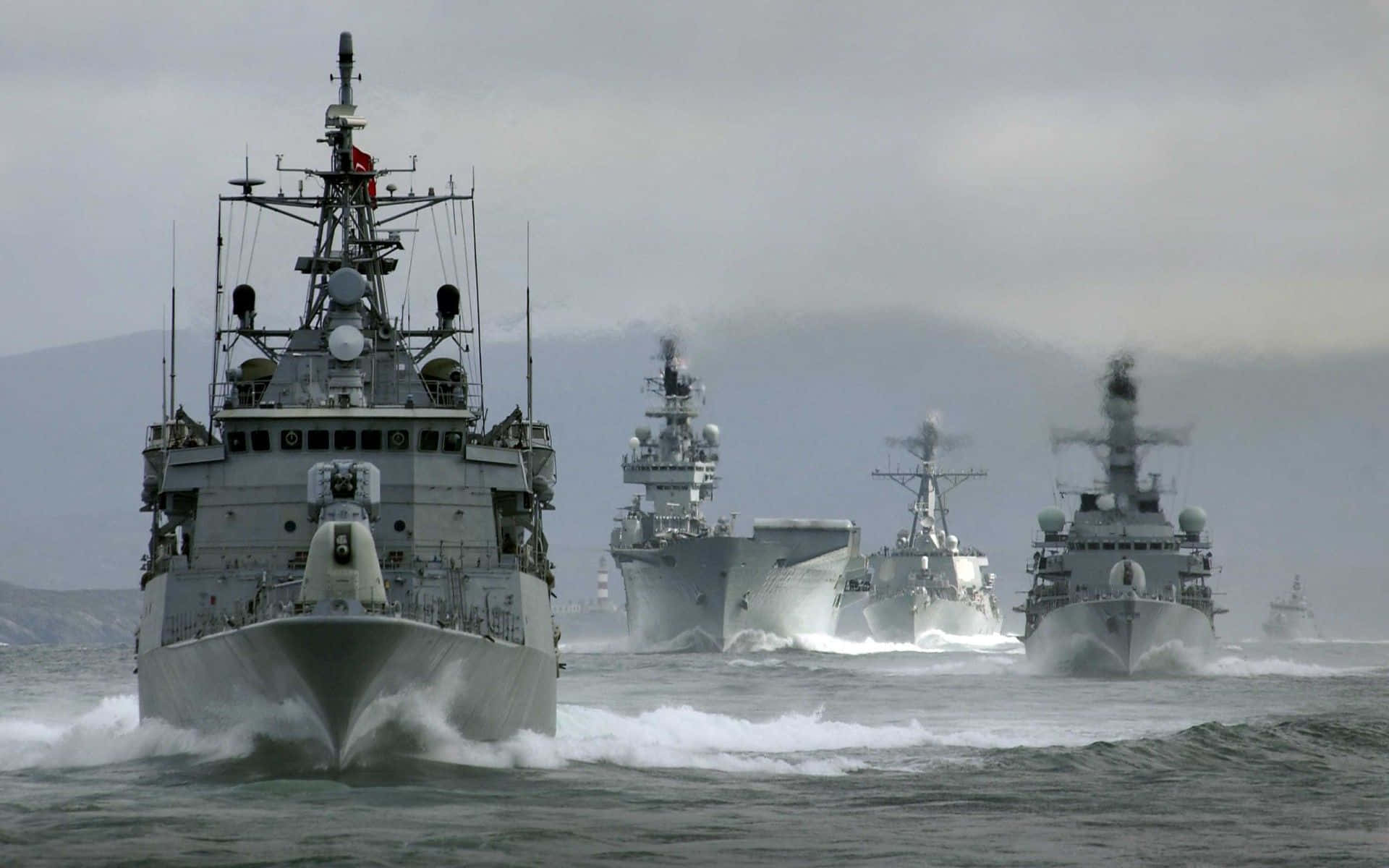 Navy Battleship in Open Sea