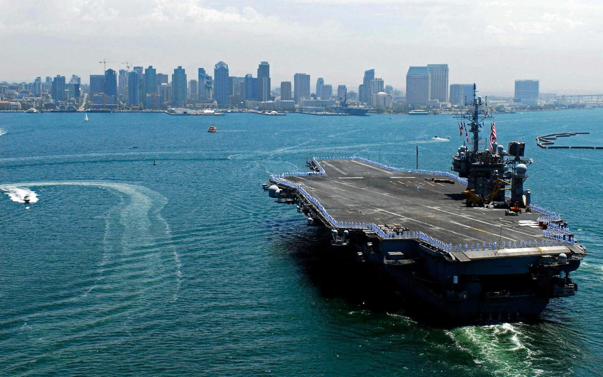 U.S. Navy Ship on the Open Sea