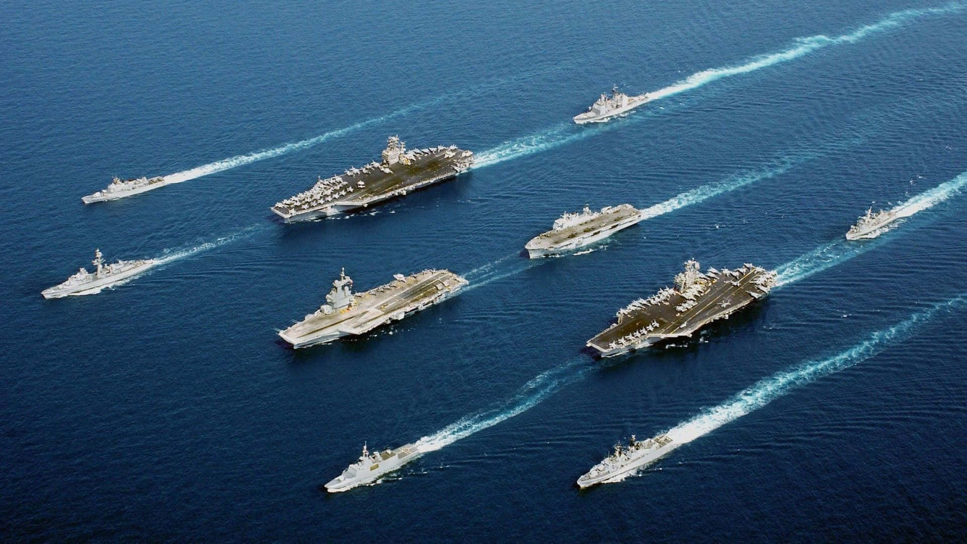 An iconic view of the warships of the United States Navy