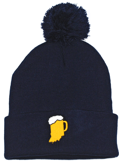 Navy Beanie With Beer Mug Design PNG