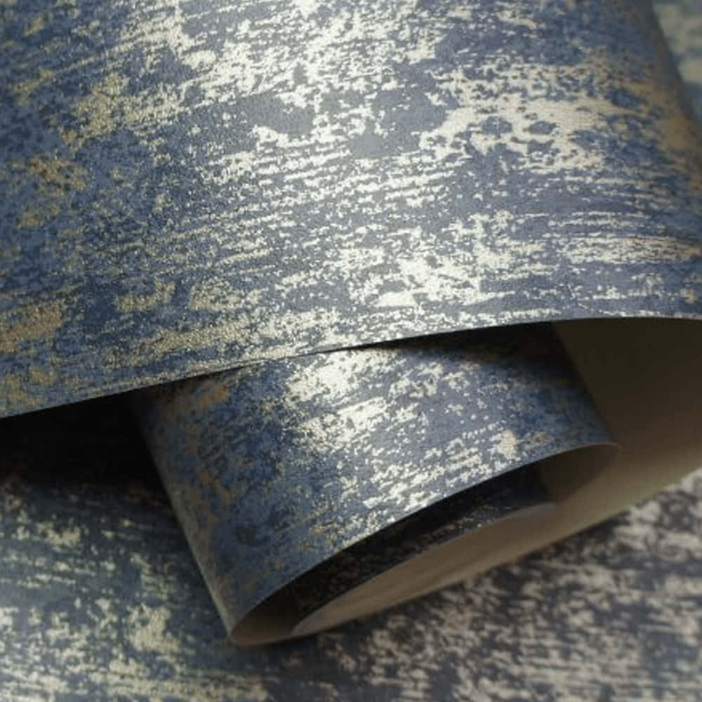 Navy Blue And Metallic Distraught Wallpaper