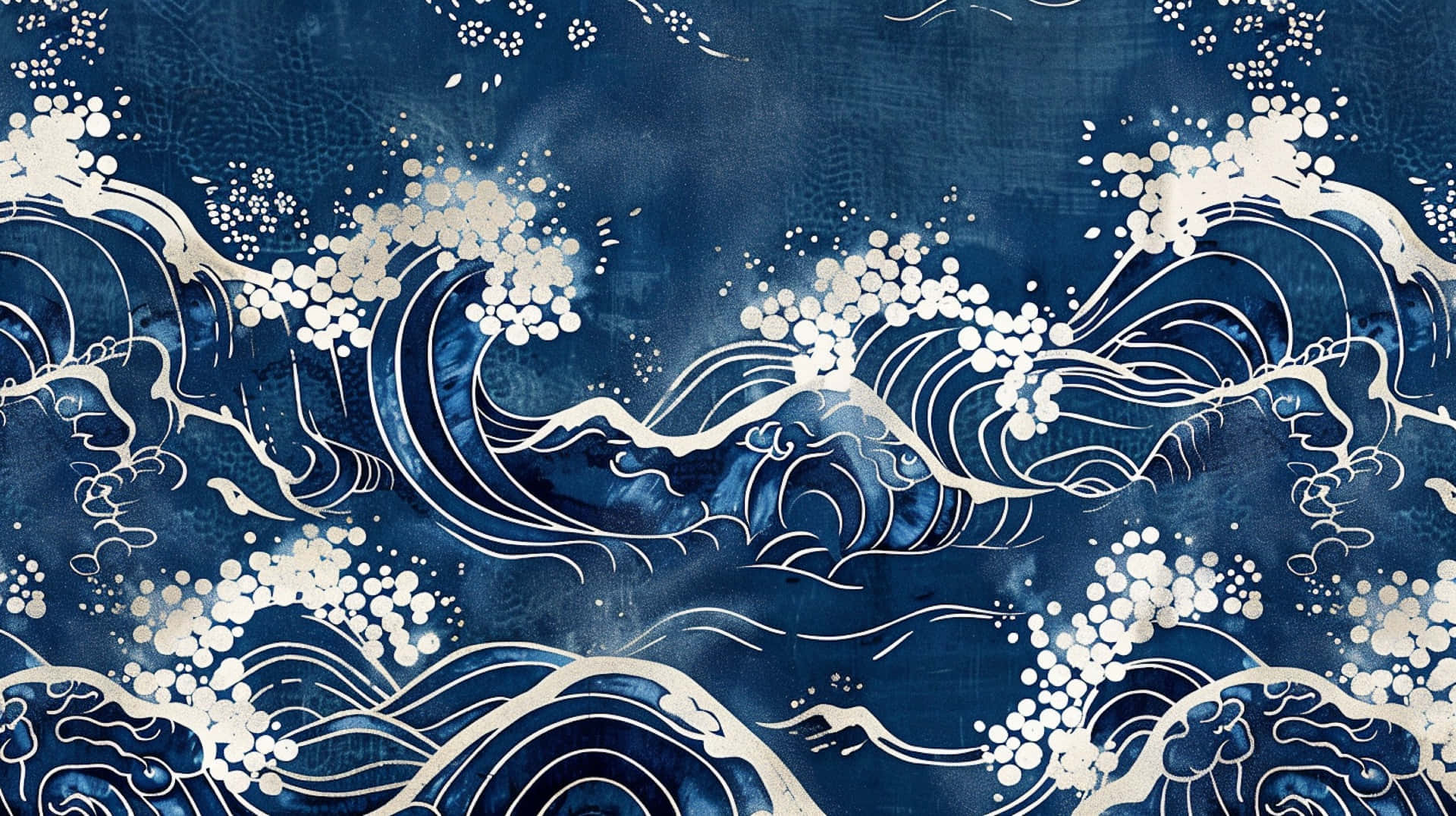 Navy_ Blue_and_ White_ Waves_ Artwork Wallpaper