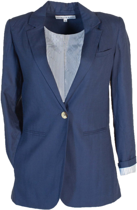 Navy Blue Blazerwith Striped Lining PNG
