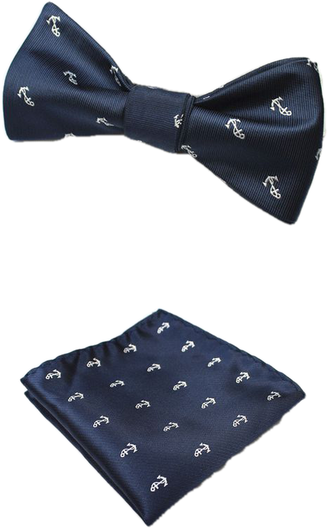 Navy Blue Bow Tieand Pocket Square Set PNG