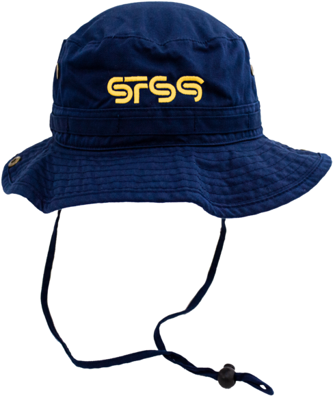 Navy Blue Bucket Hatwith Logo PNG