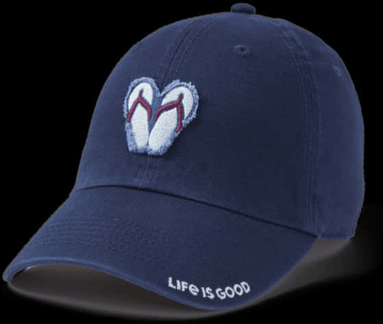 Navy Blue Cap Flip Flop Embroidery PNG