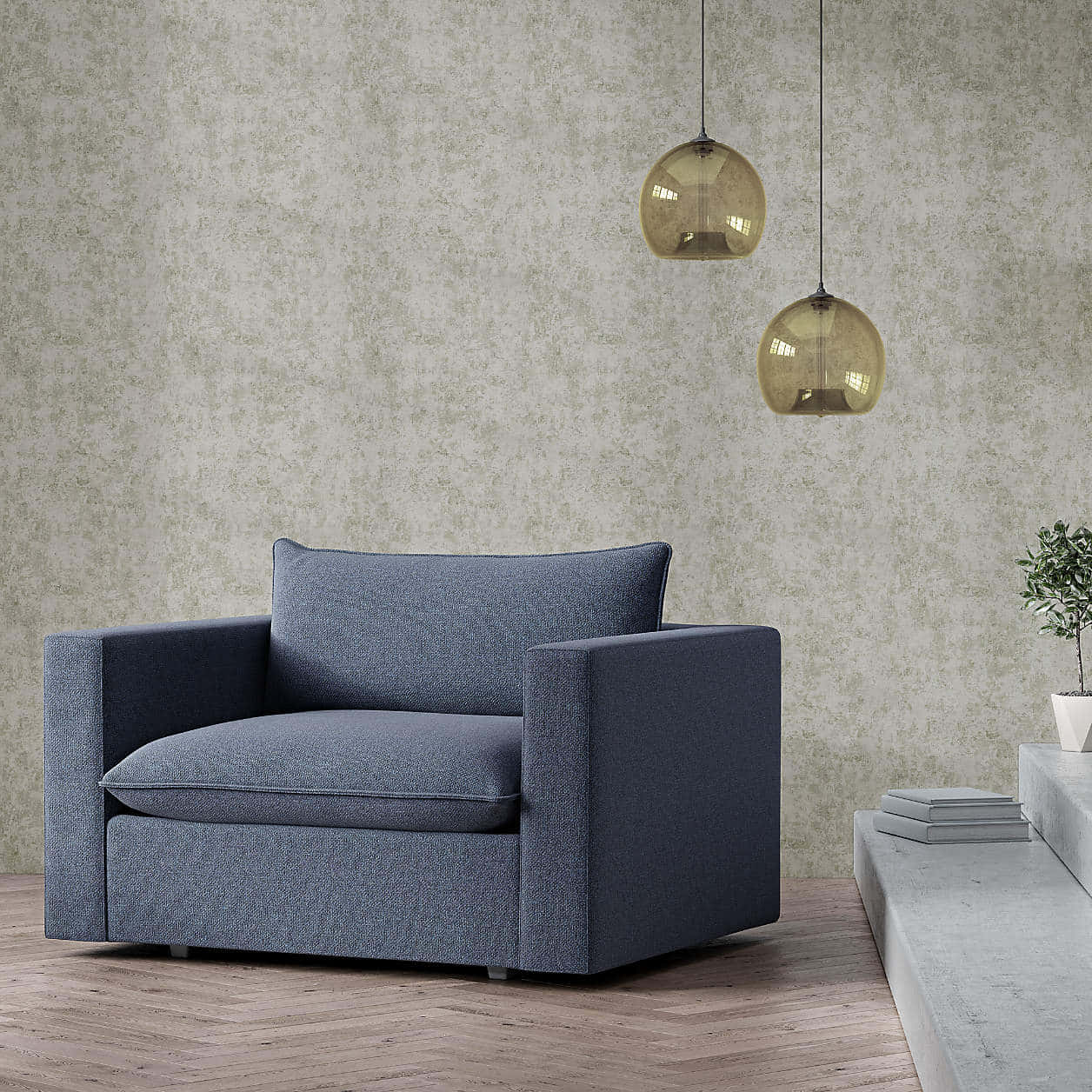 Navy Blue Elegant Couch Design Wallpaper