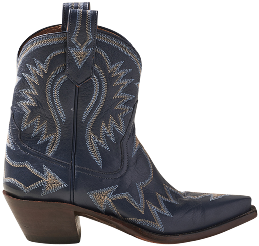 Navy Blue Embroidered Cowboy Boot.png PNG