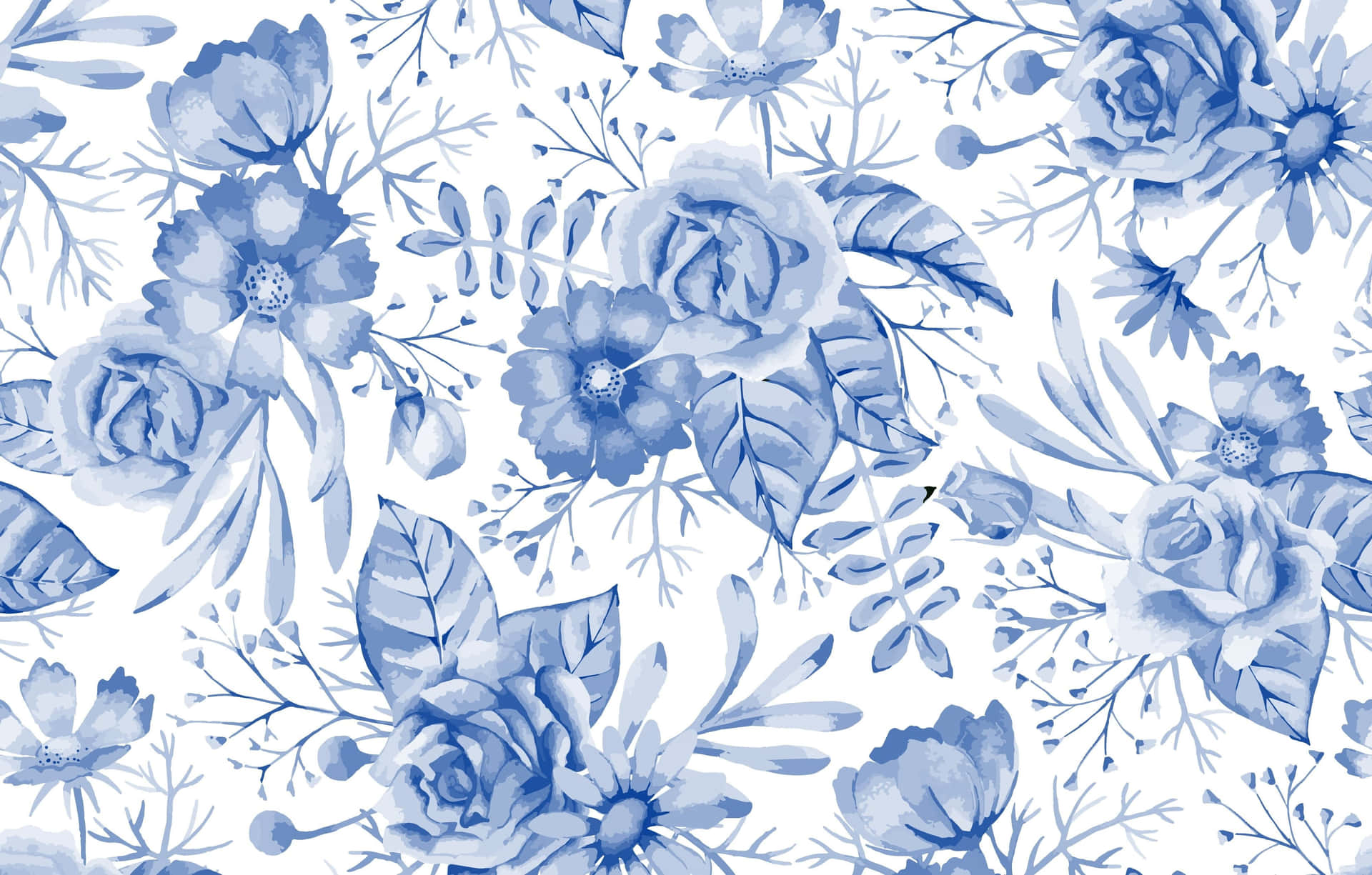 Navy Blue Floral Pattern Wallpaper