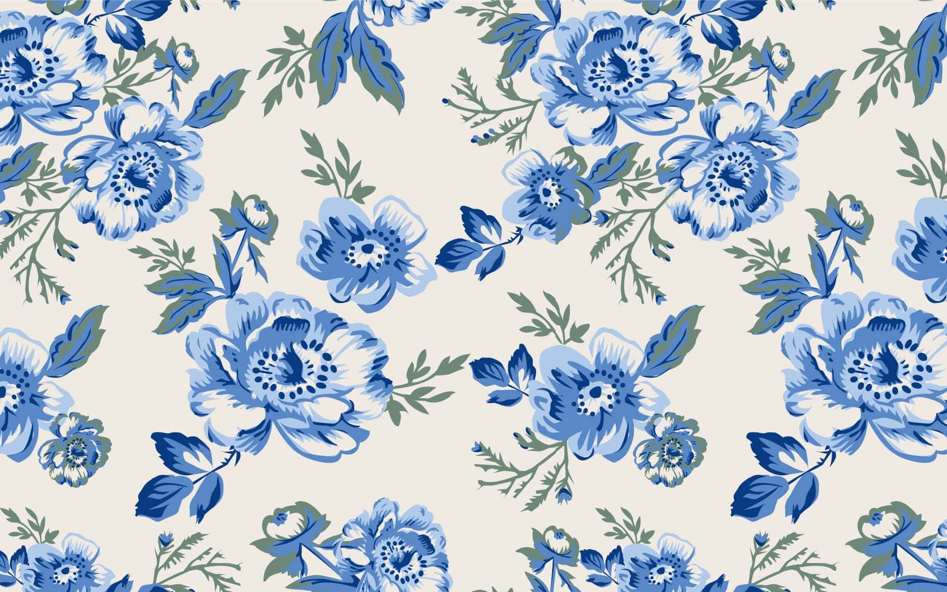 Navy Blue Floral Pattern Wallpaper