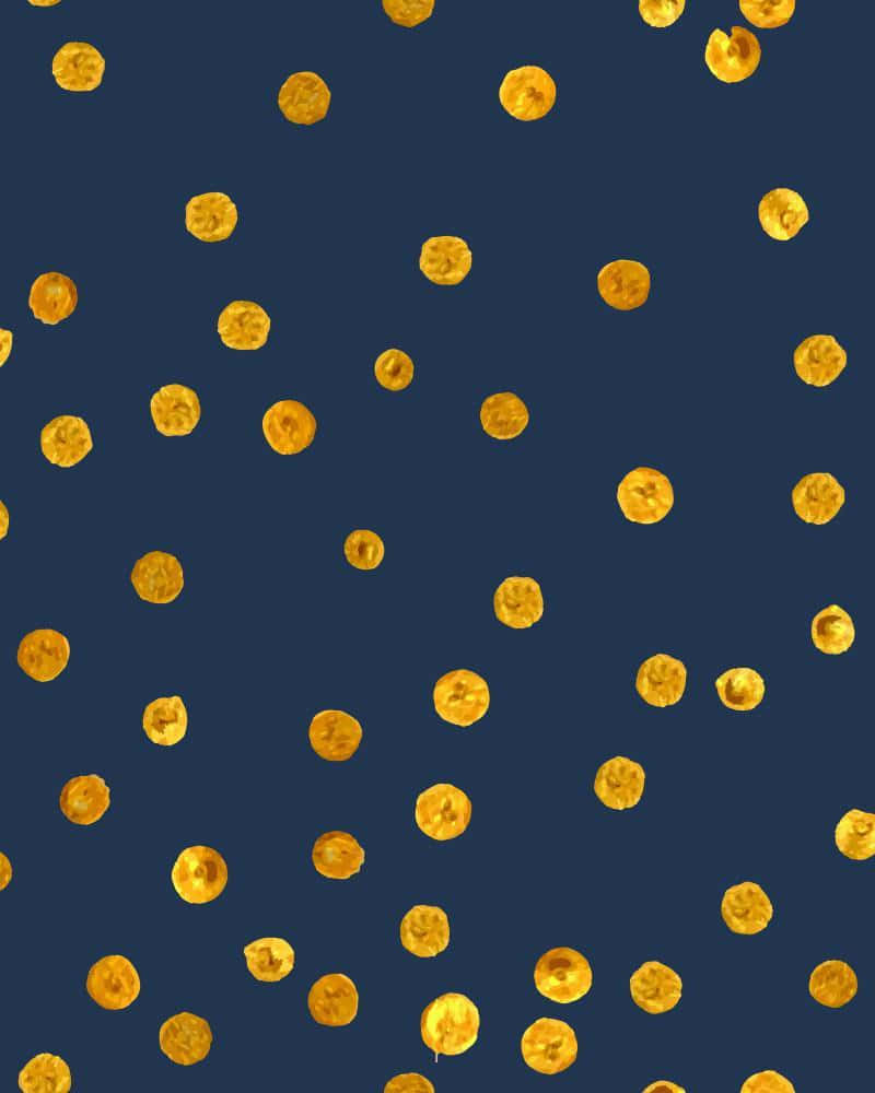 Navy Blue Gold Dots Pattern Wallpaper