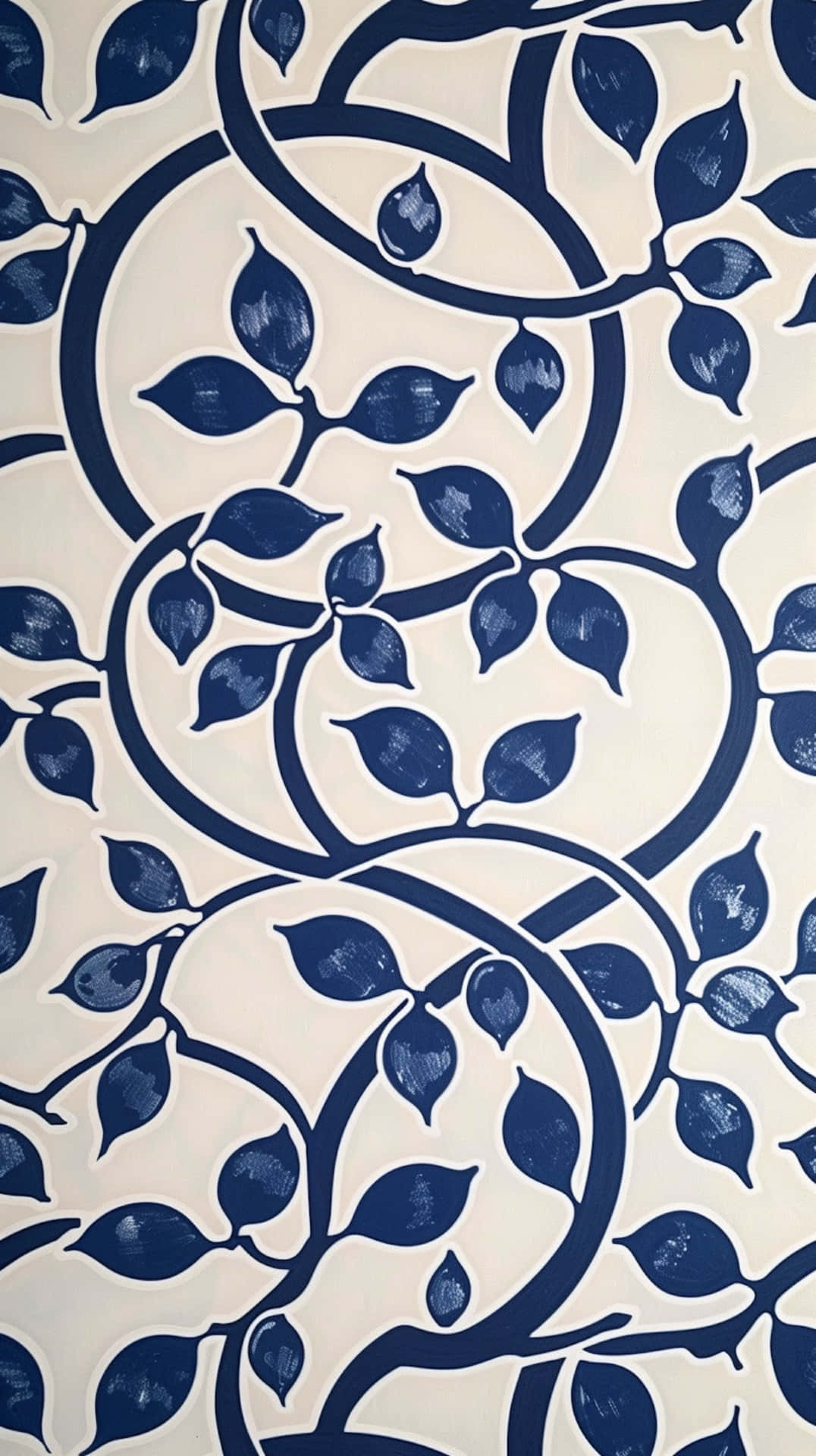 Navy Blue Leaf Pattern Wallpaper Wallpaper