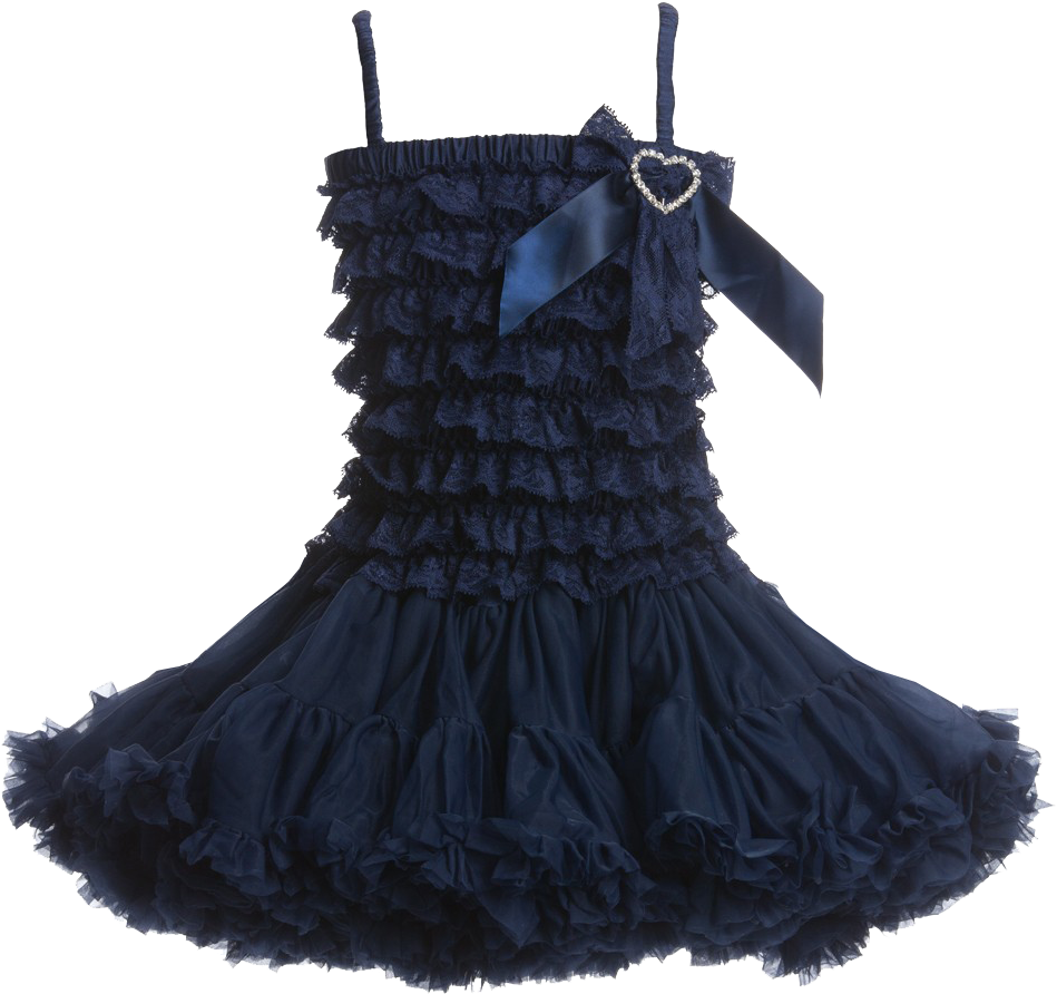 Navy Blue Ruffled Dress PNG