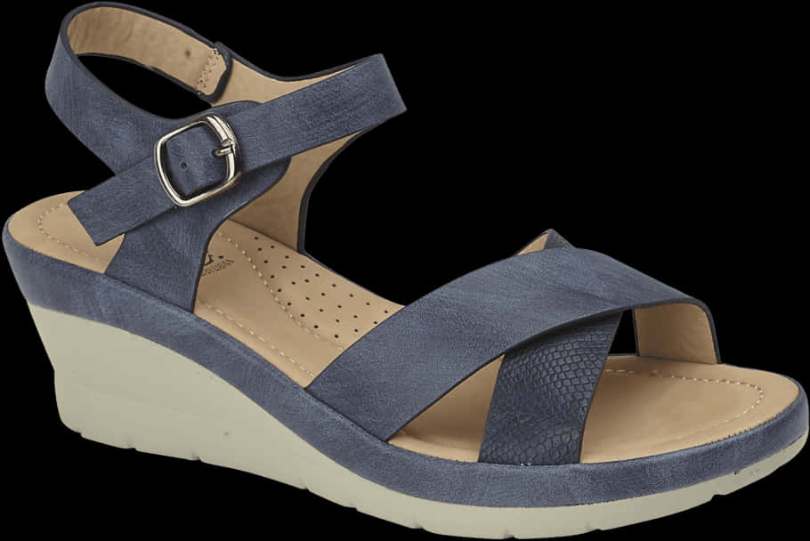 Navy Blue Wedge Sandalfor Women PNG