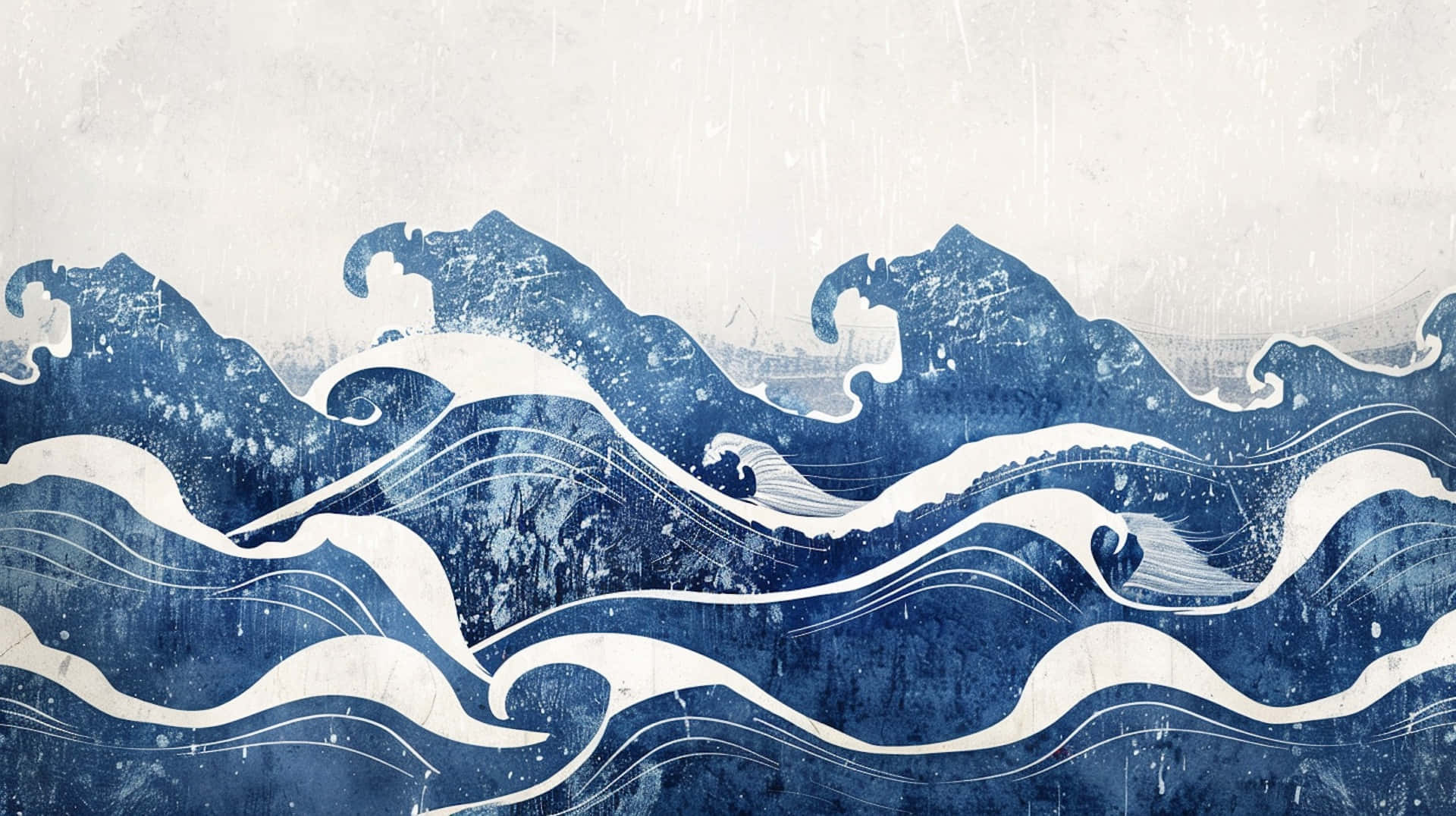 Navy Blue White Waves Artwork Wallpaper