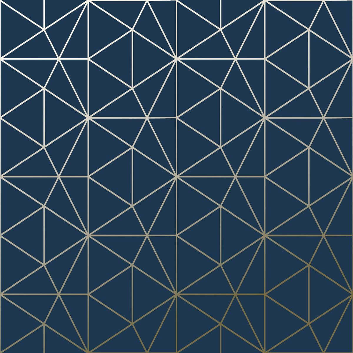 Navy Blueand Gold Geometric Pattern Wallpaper