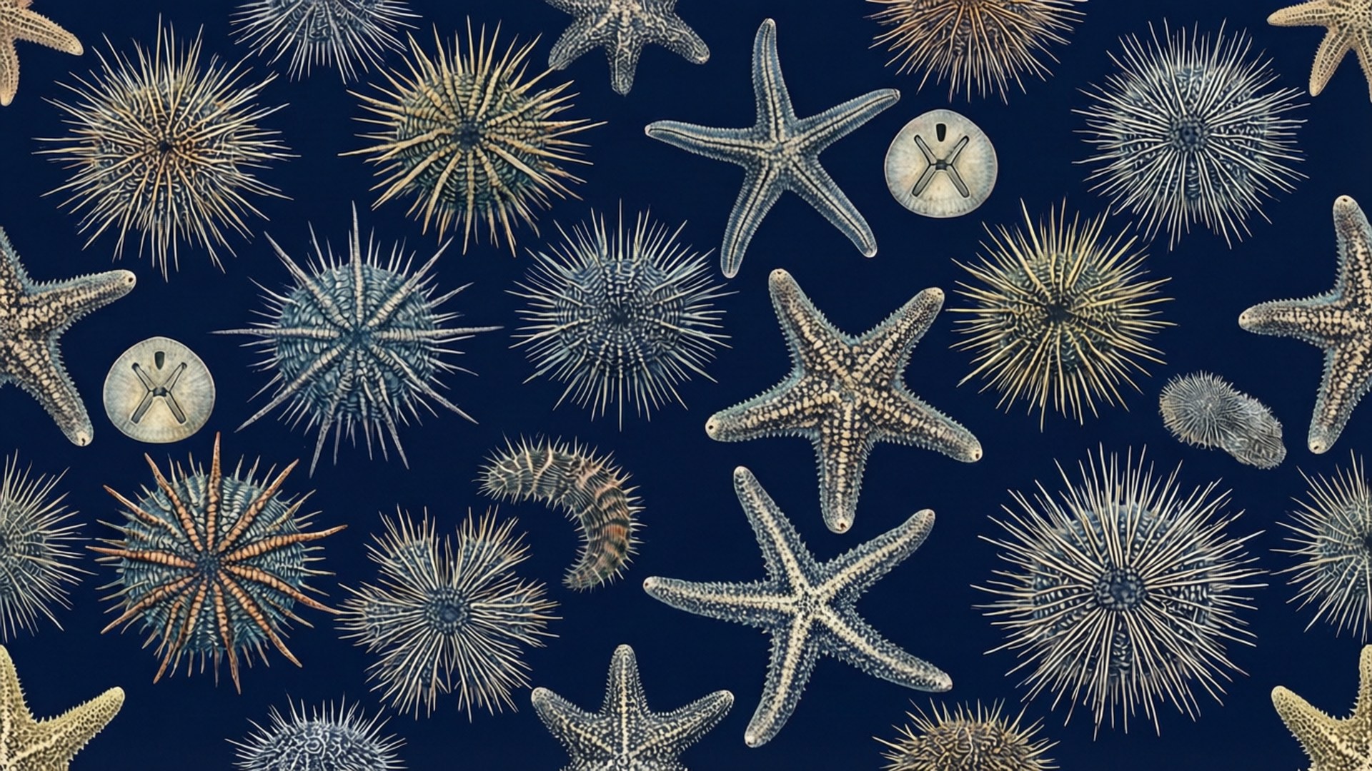Marineblå Echinoderm Mønster Wallpapers