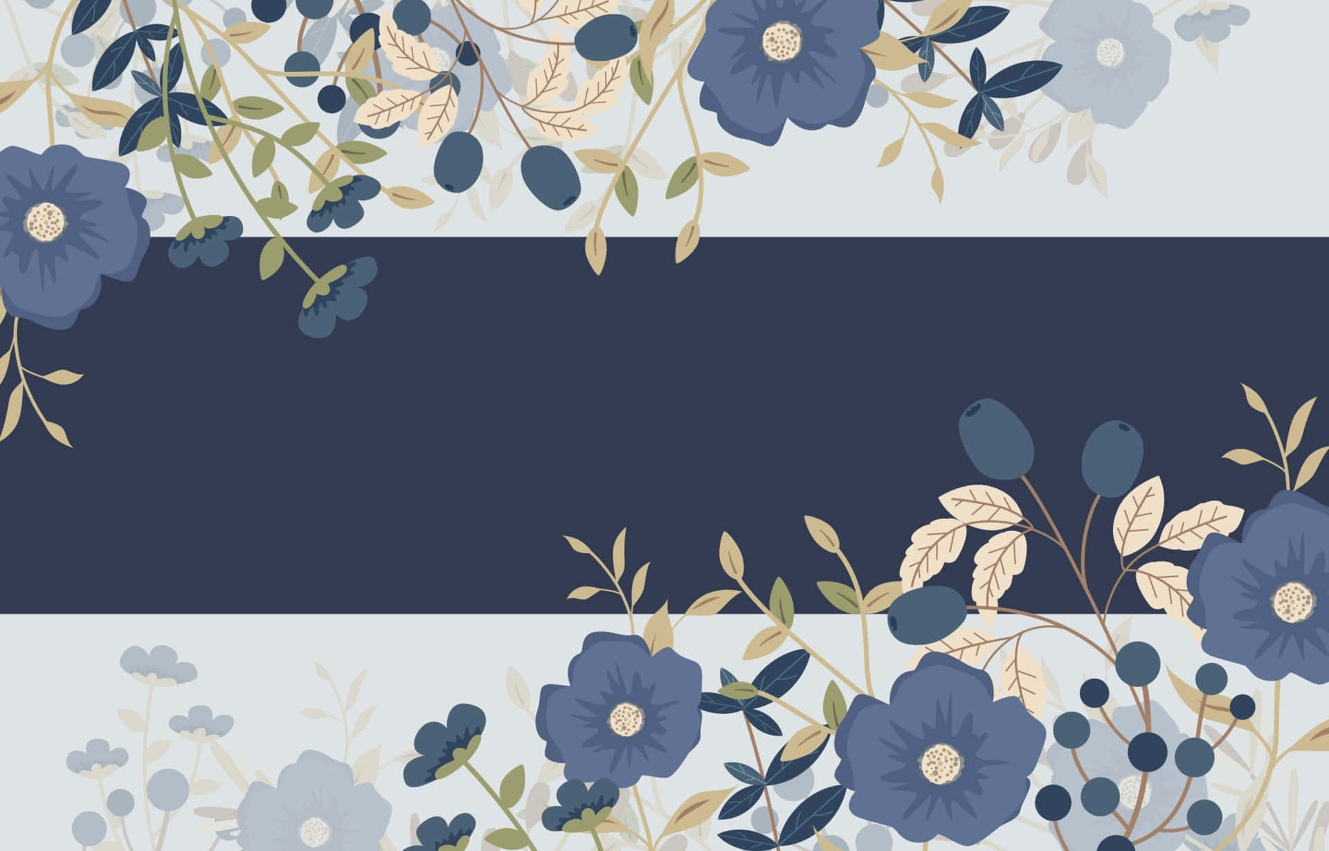 Navy Floral Design Background Wallpaper