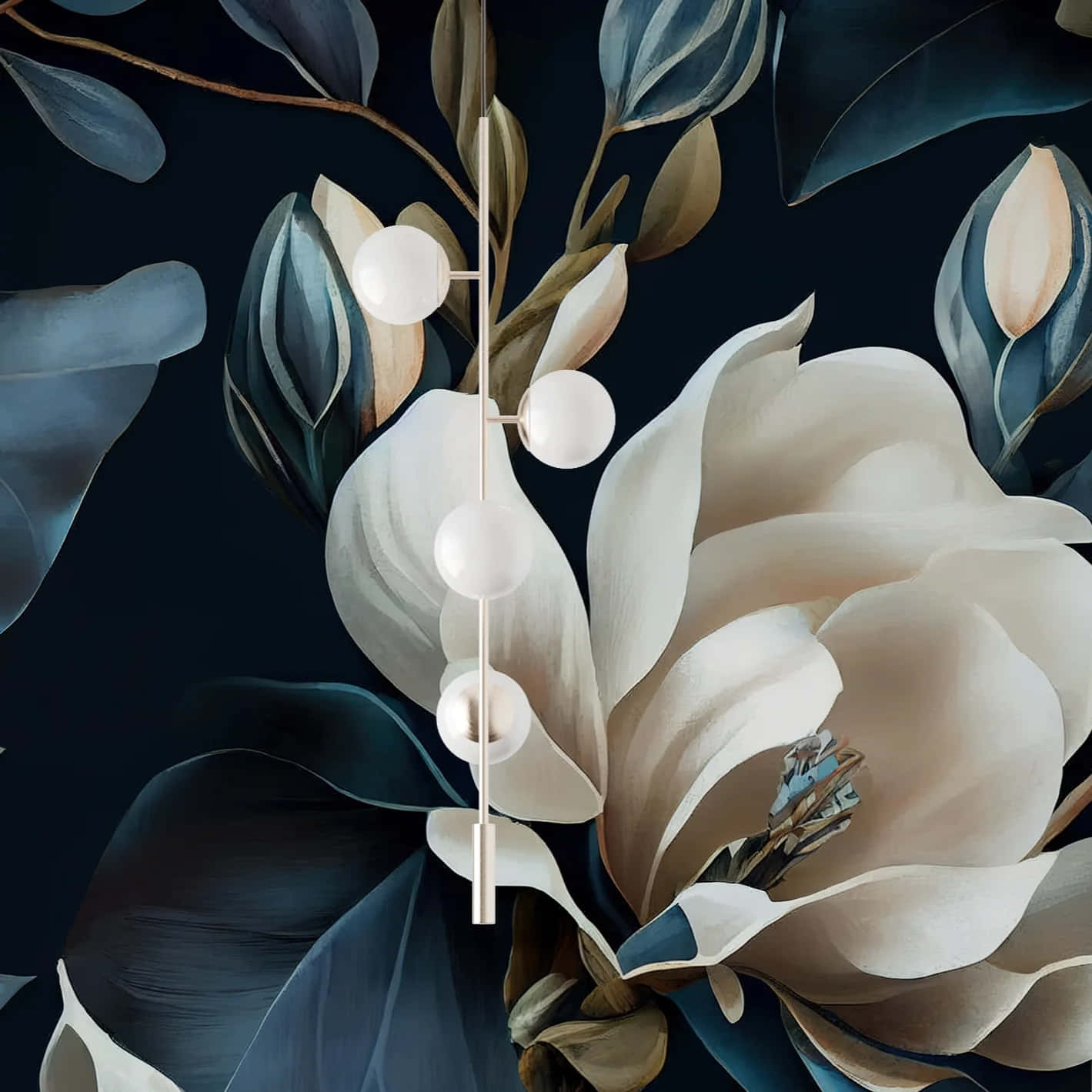 Navy Floral Elegance Wallpaper Wallpaper
