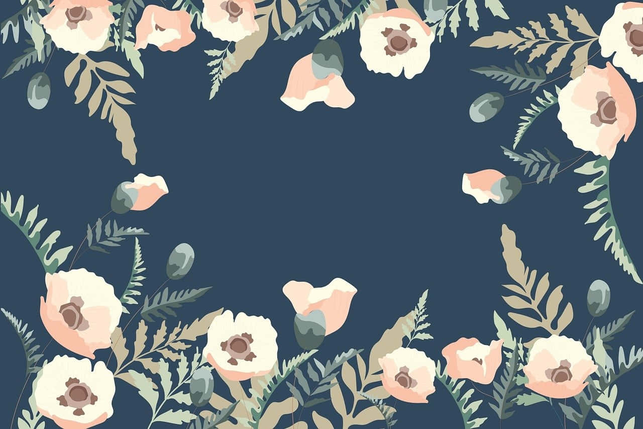 Navy Floral Pattern Background Wallpaper