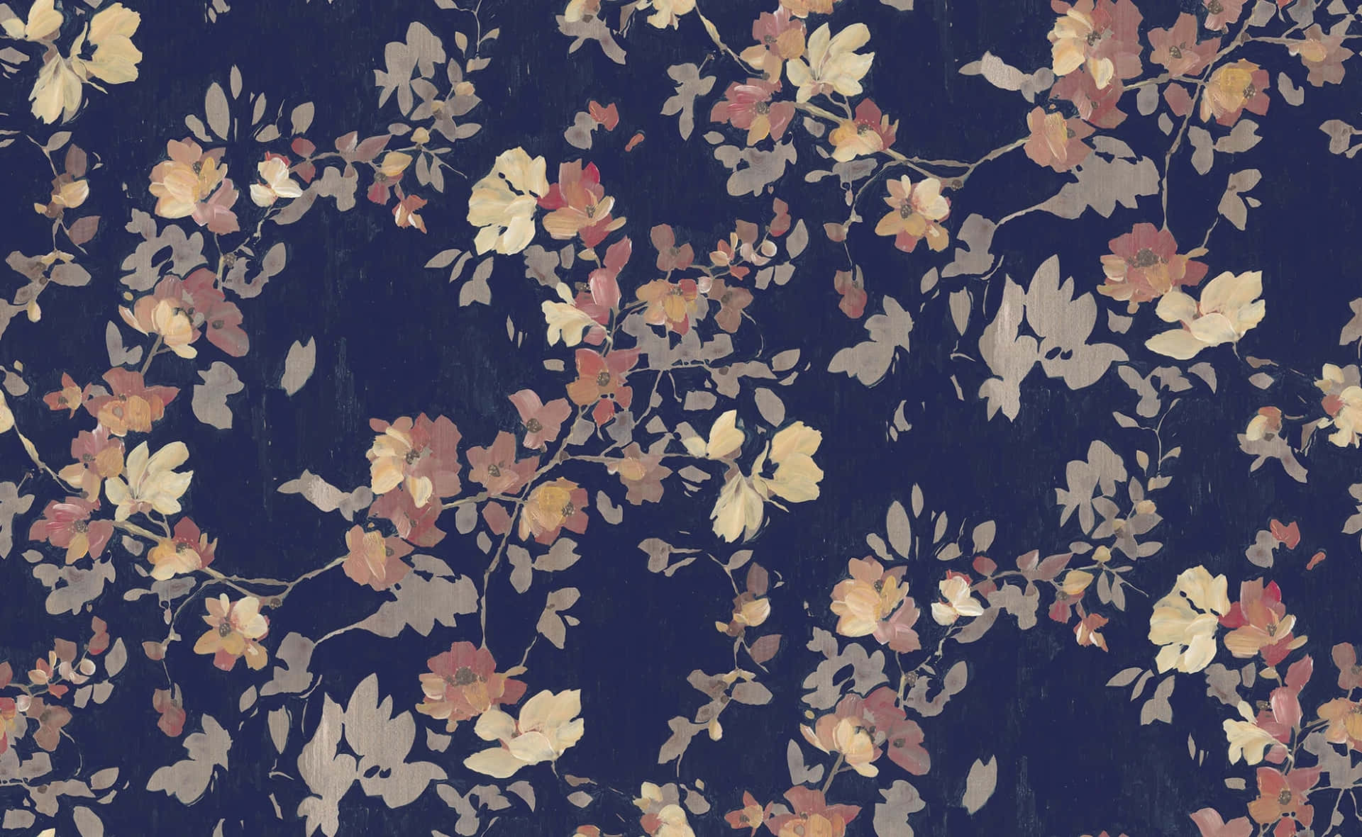 Navy_ Floral_ Pattern_ Background Wallpaper
