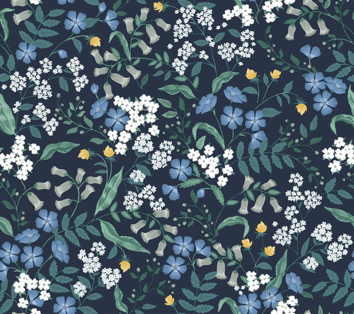 Navy Floral Pattern Background Wallpaper