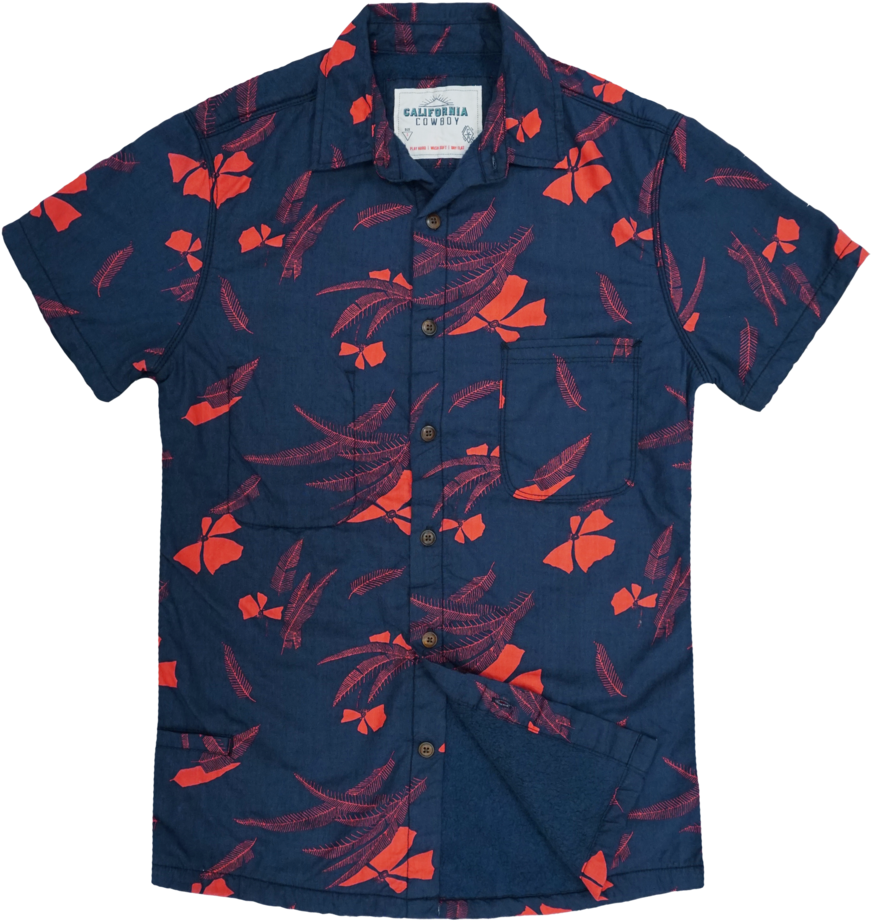 Download Navy Floral Print Short Sleeve Shirt 0398