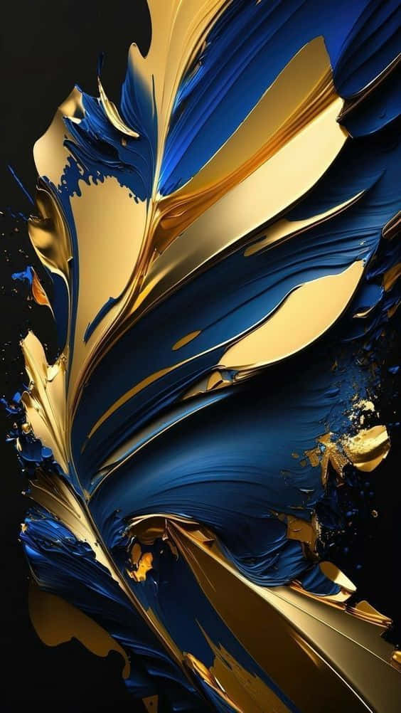 Navy Gold Abstract Art Wallpaper