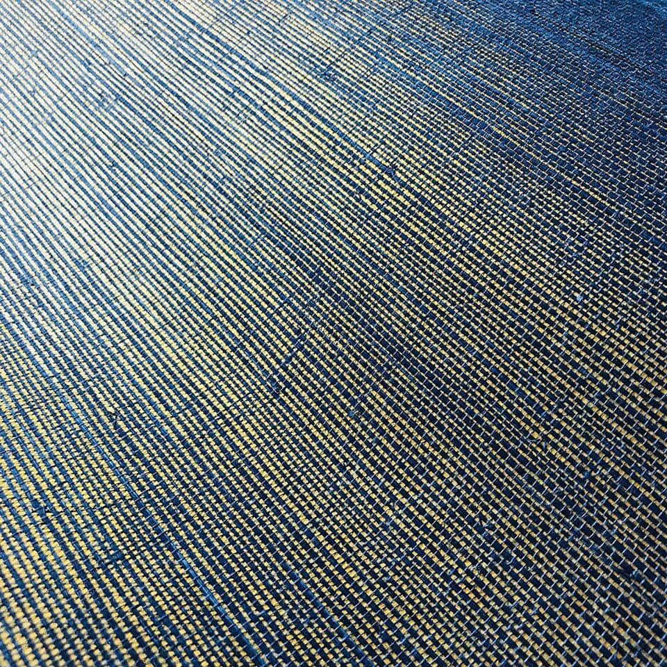 Navy Gold Fabric Texture Wallpaper