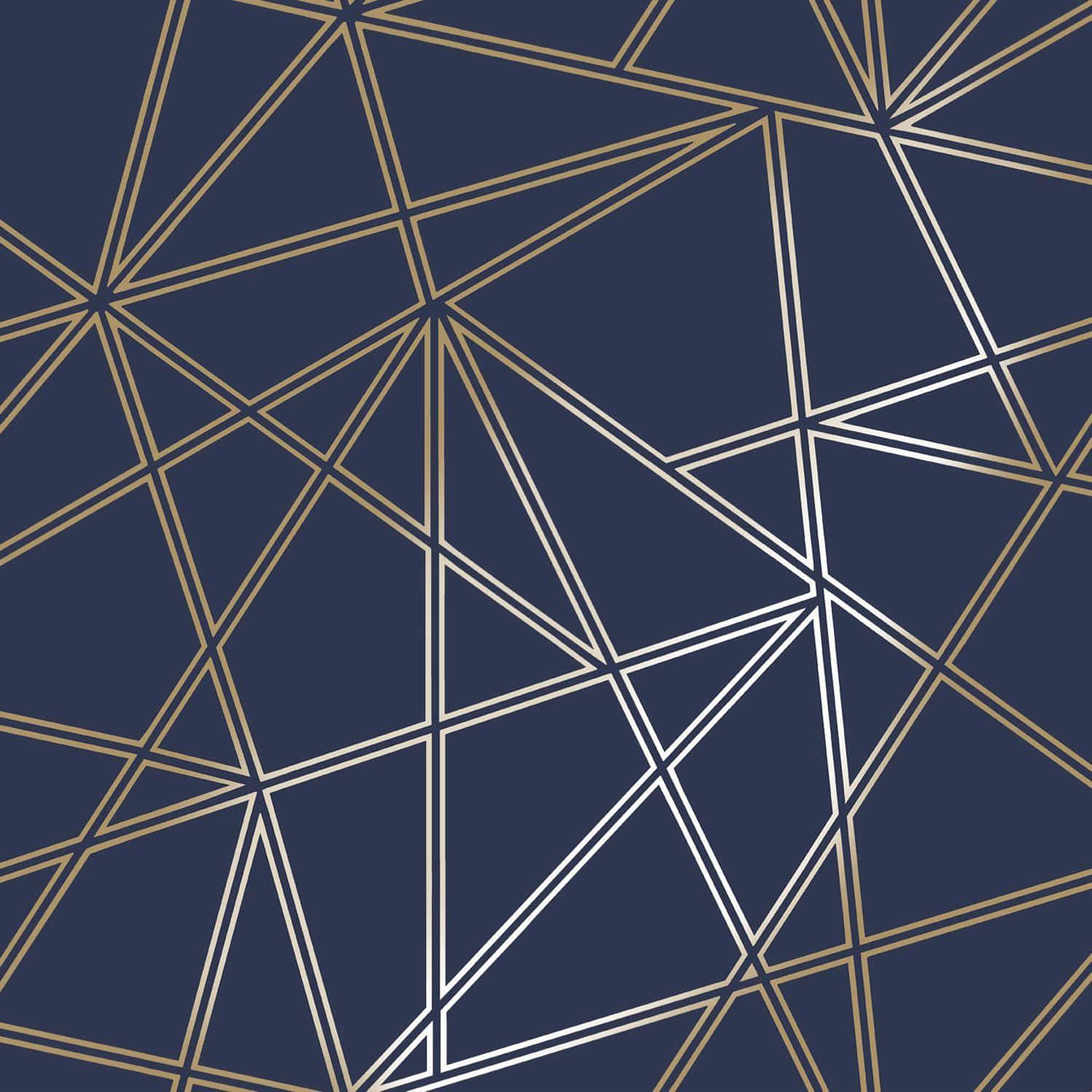 Navy Gold Geometric Pattern Wallpaper
