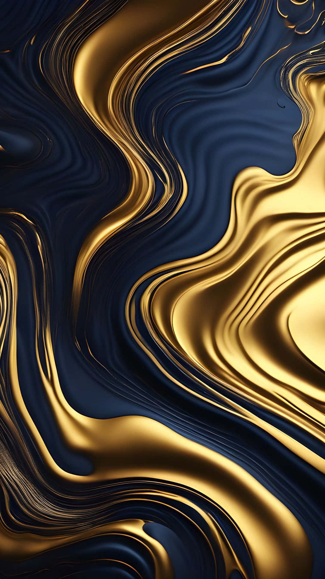 Navy Gold Marble Waves Wallpaper