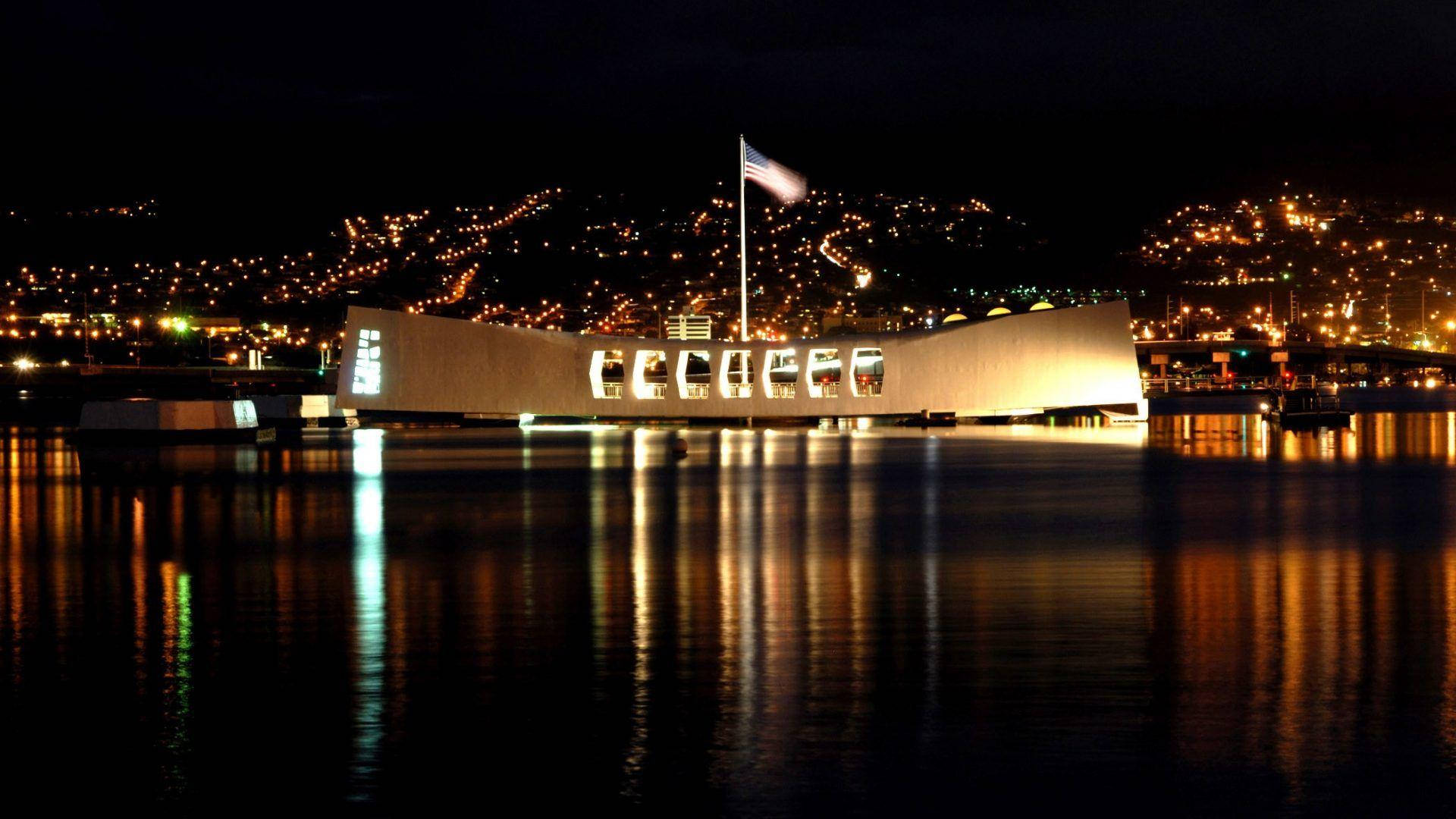 Navy Pier Memorial Pearl Harbor Night Wallpaper