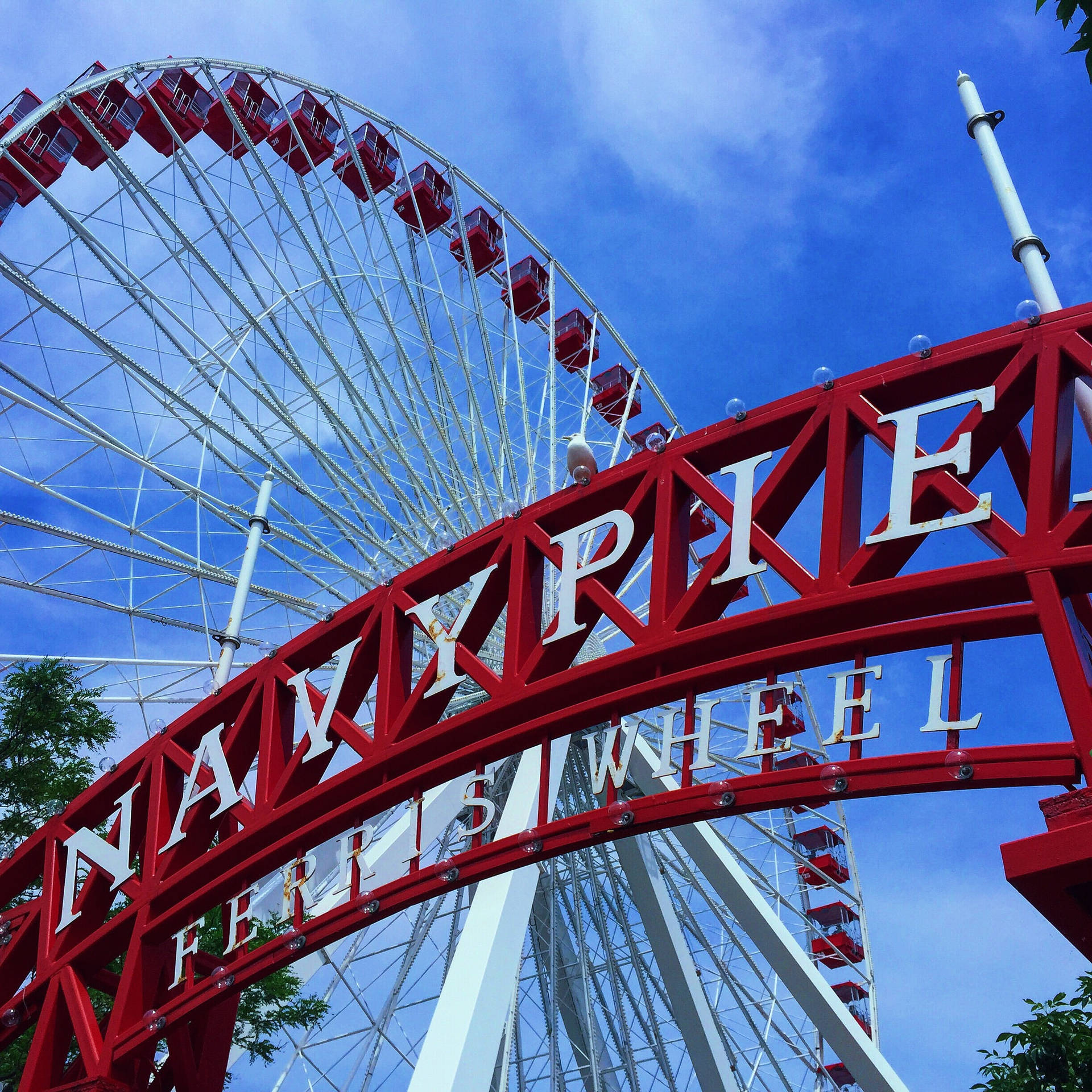 Navy Pier Sign Arch Red Wallpaper