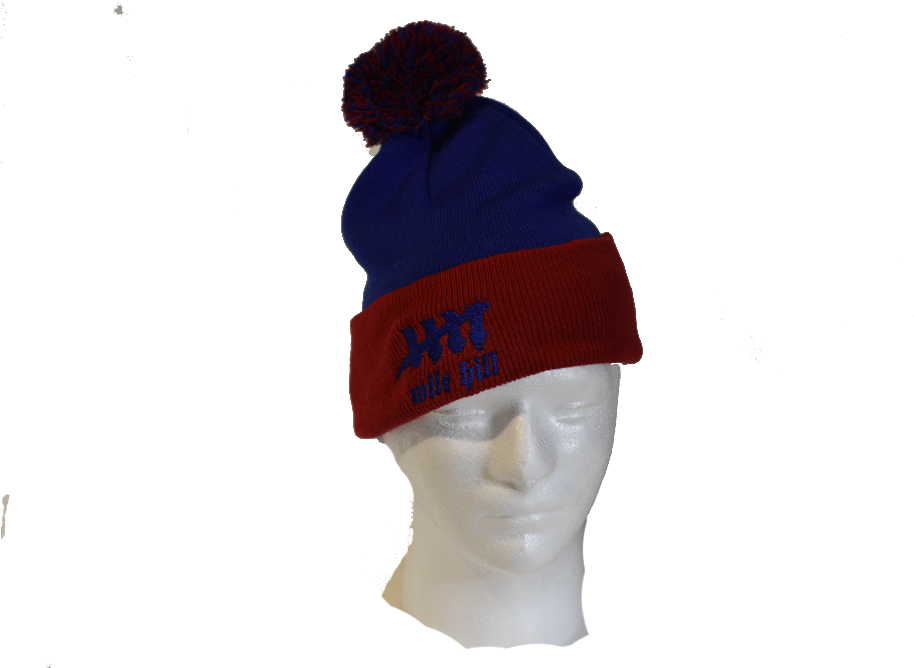 Download Navy Red Pom Pom Beanie Mannequin | Wallpapers.com