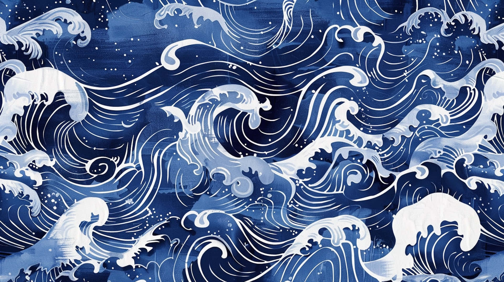 Navy White Ocean Wave Pattern Wallpaper