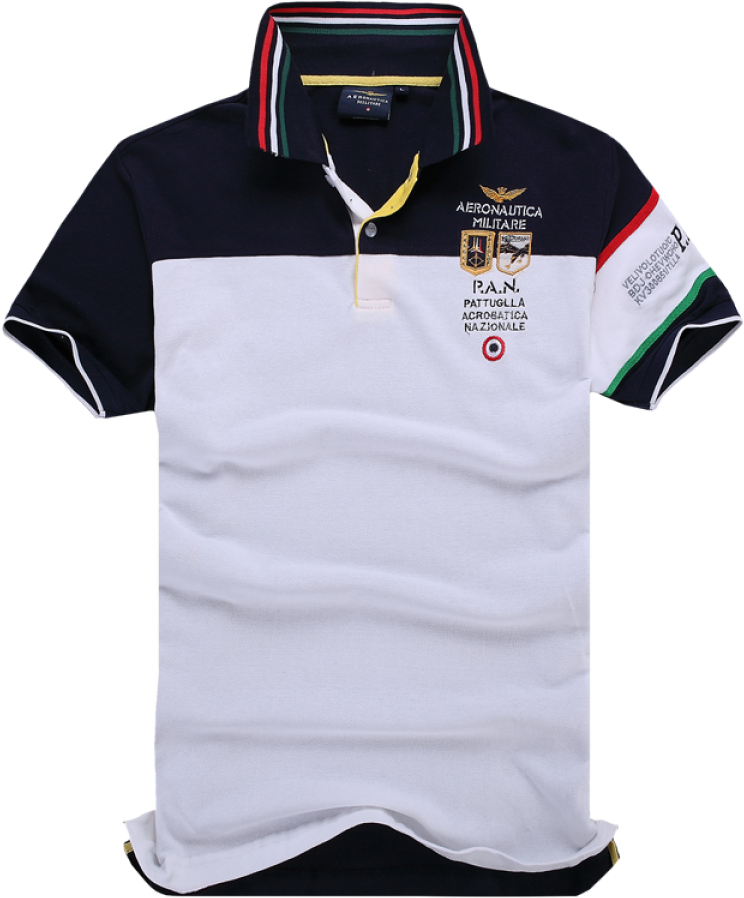 Navy White Polo Shirtwith Emblems PNG