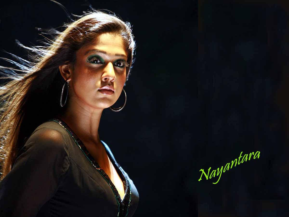 Download Nayanthara Black Dress Windswept Hair Wallpaper 
