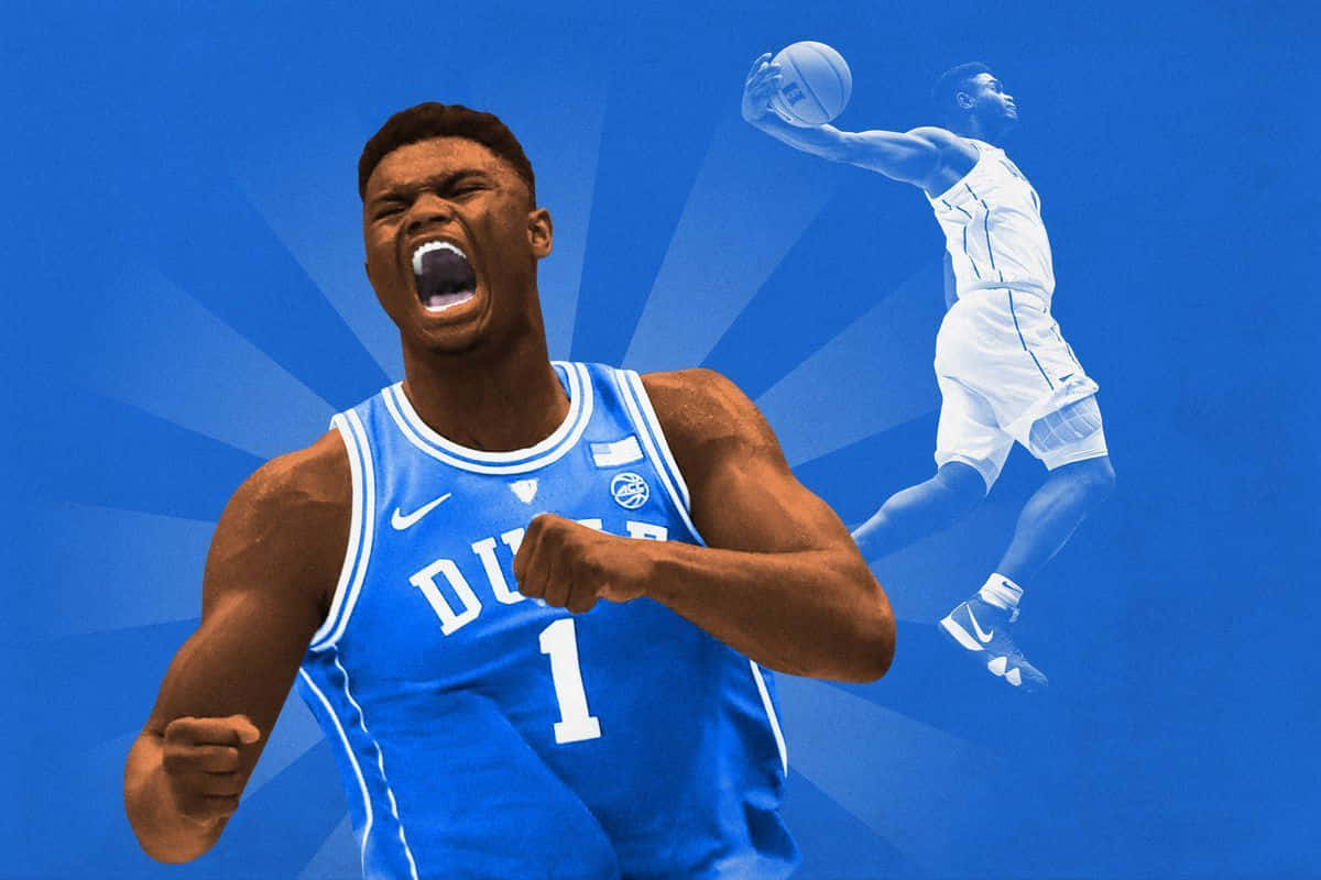 Duke Basketball Player In Blue Uniform Wallpaper