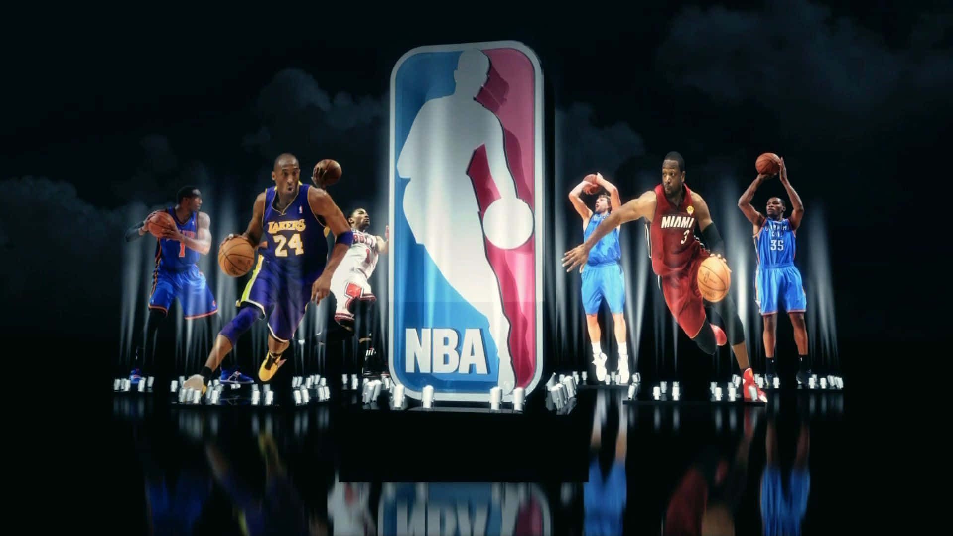 Nba Players Are Standing In Front Of A Dark Background