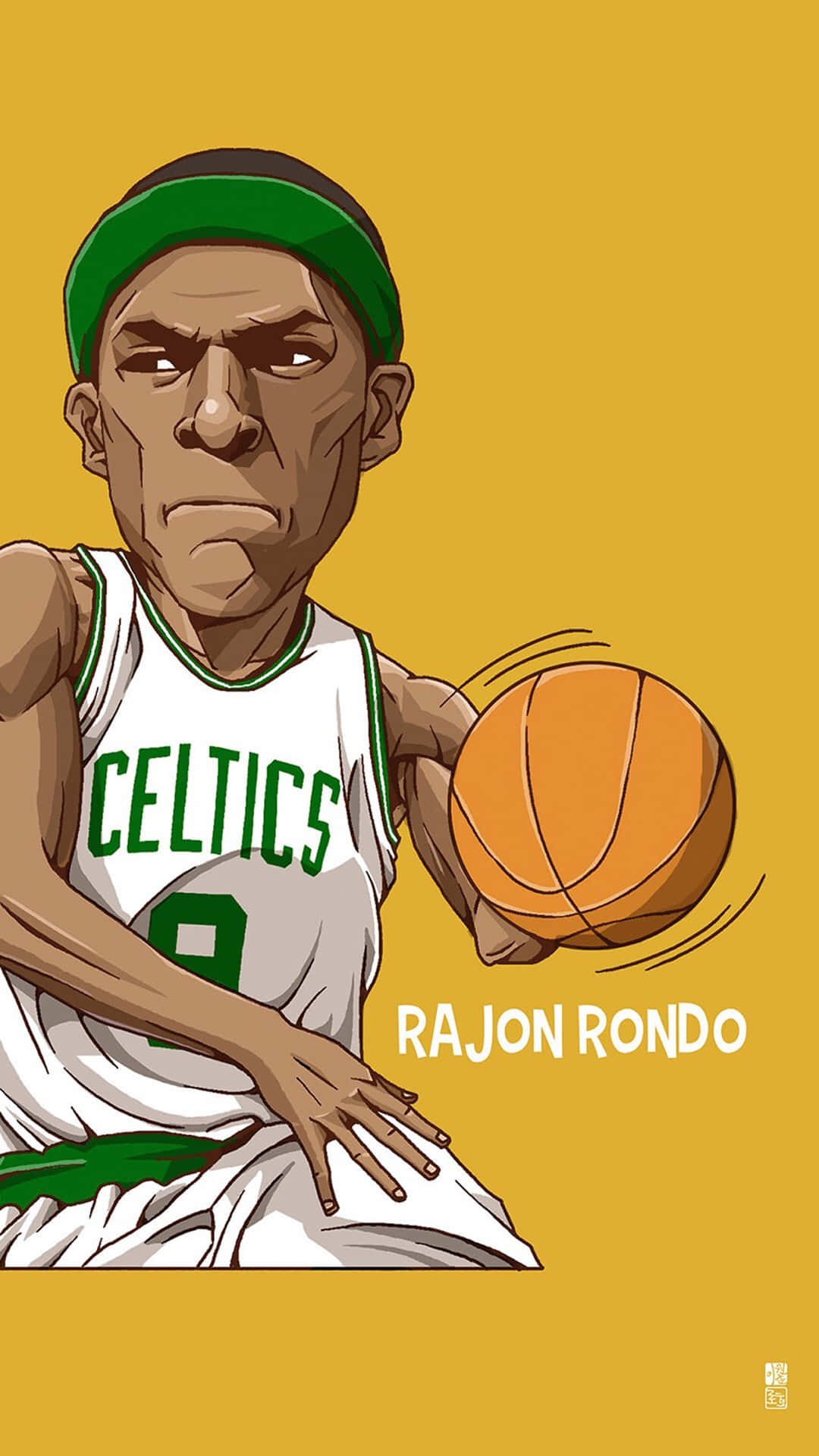 A Cartoon Of A Basketball Player Holding A Ball Wallpaper