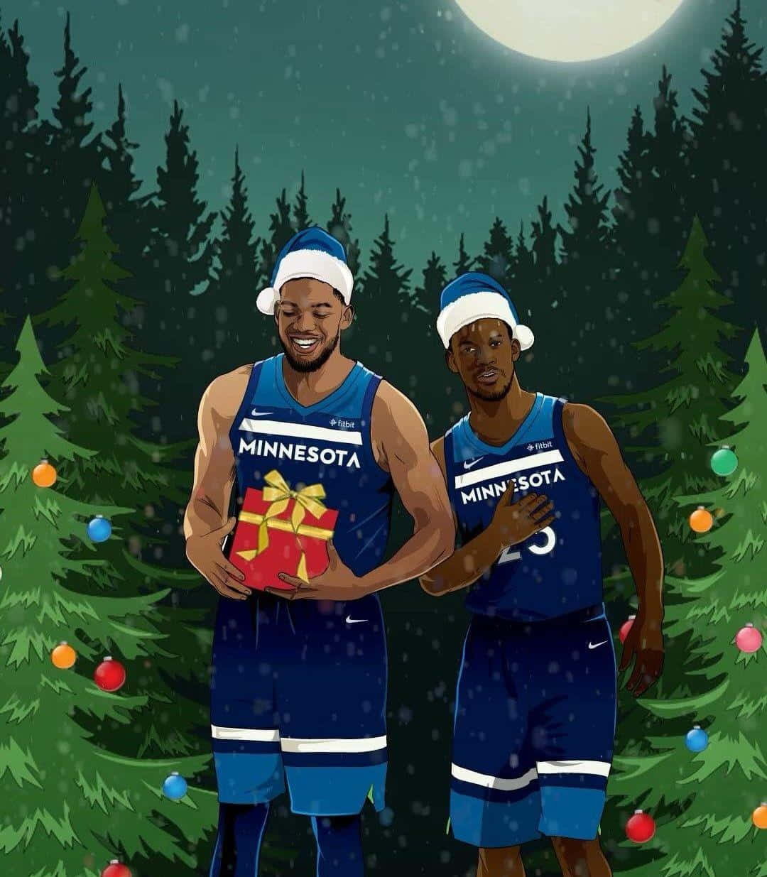 Minnesota Timberwolves - Julemanden - NBA julekort Wallpaper