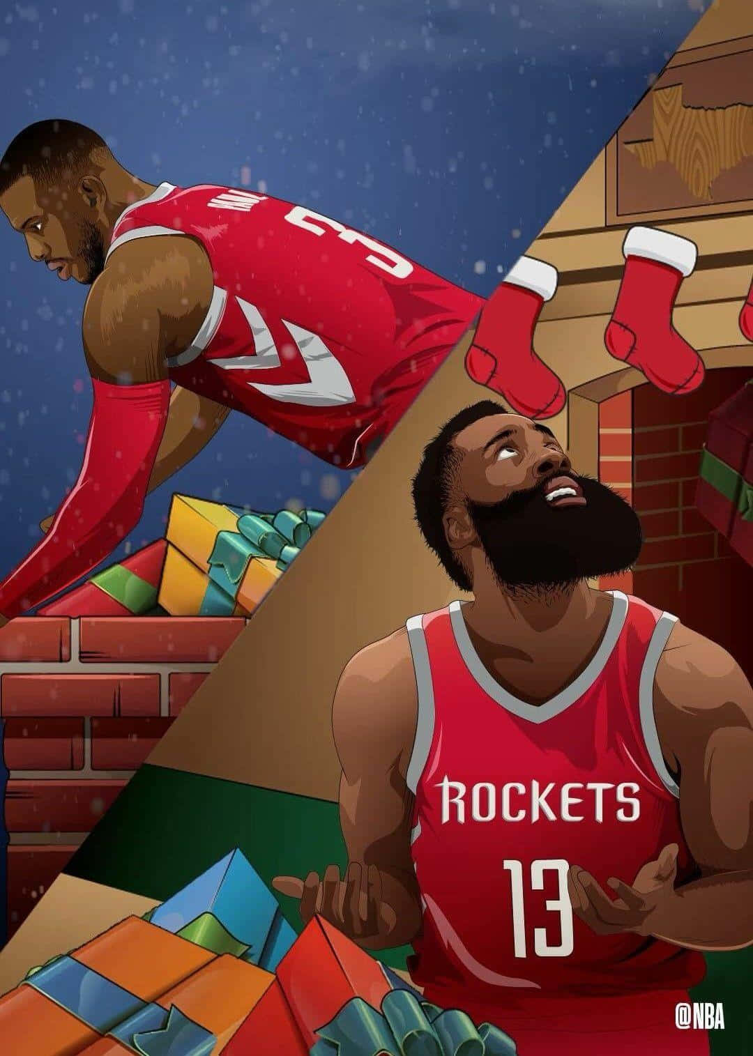 Celebrate the NBA Christmas season with the basketball stars! Wallpaper