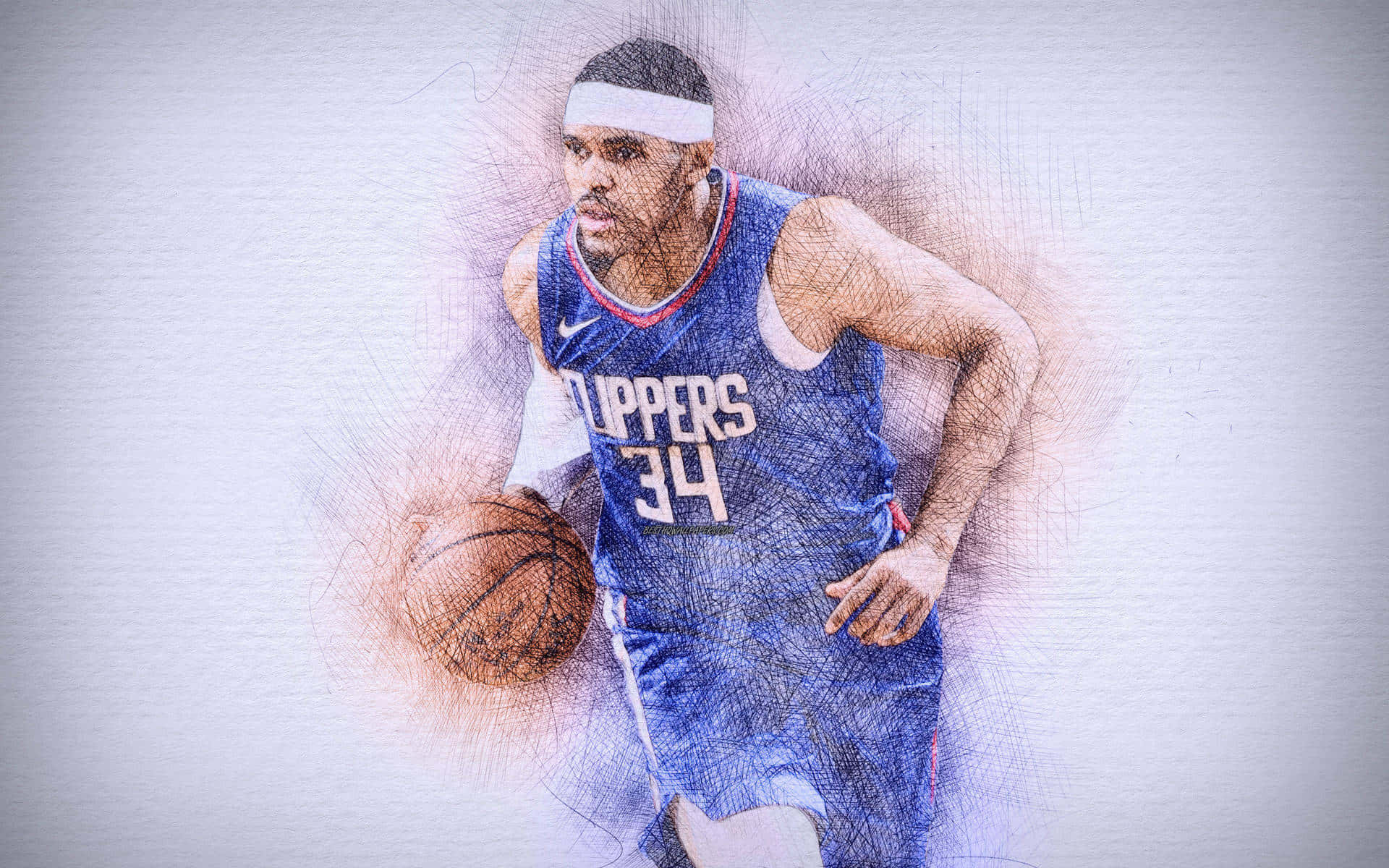 NBA LA Clippers Player Tobias Harris Digital Illustration Wallpaper