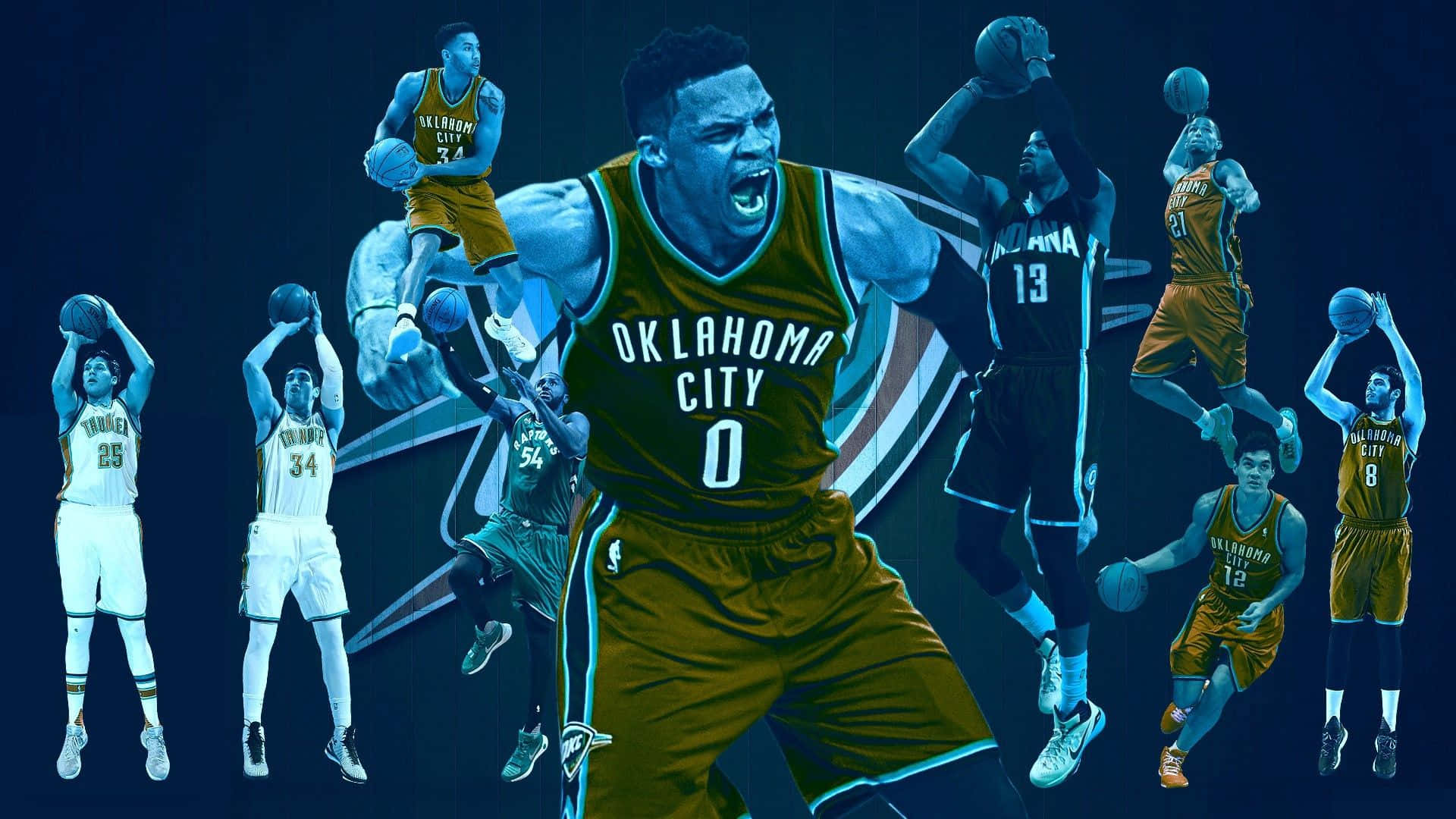 NBA League Oklahoma City Thunders 2017-2018 Roster Wallpaper