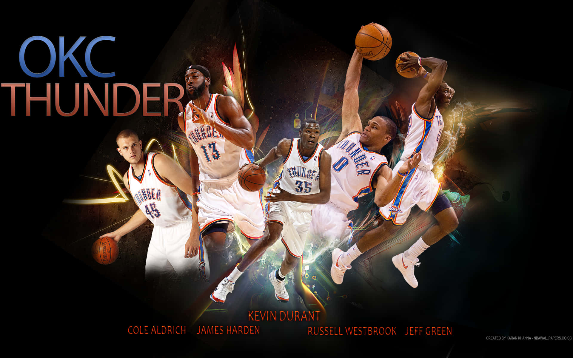 NBA League Oklahoma City Thunders tidligere spillere Tapet Wallpaper
