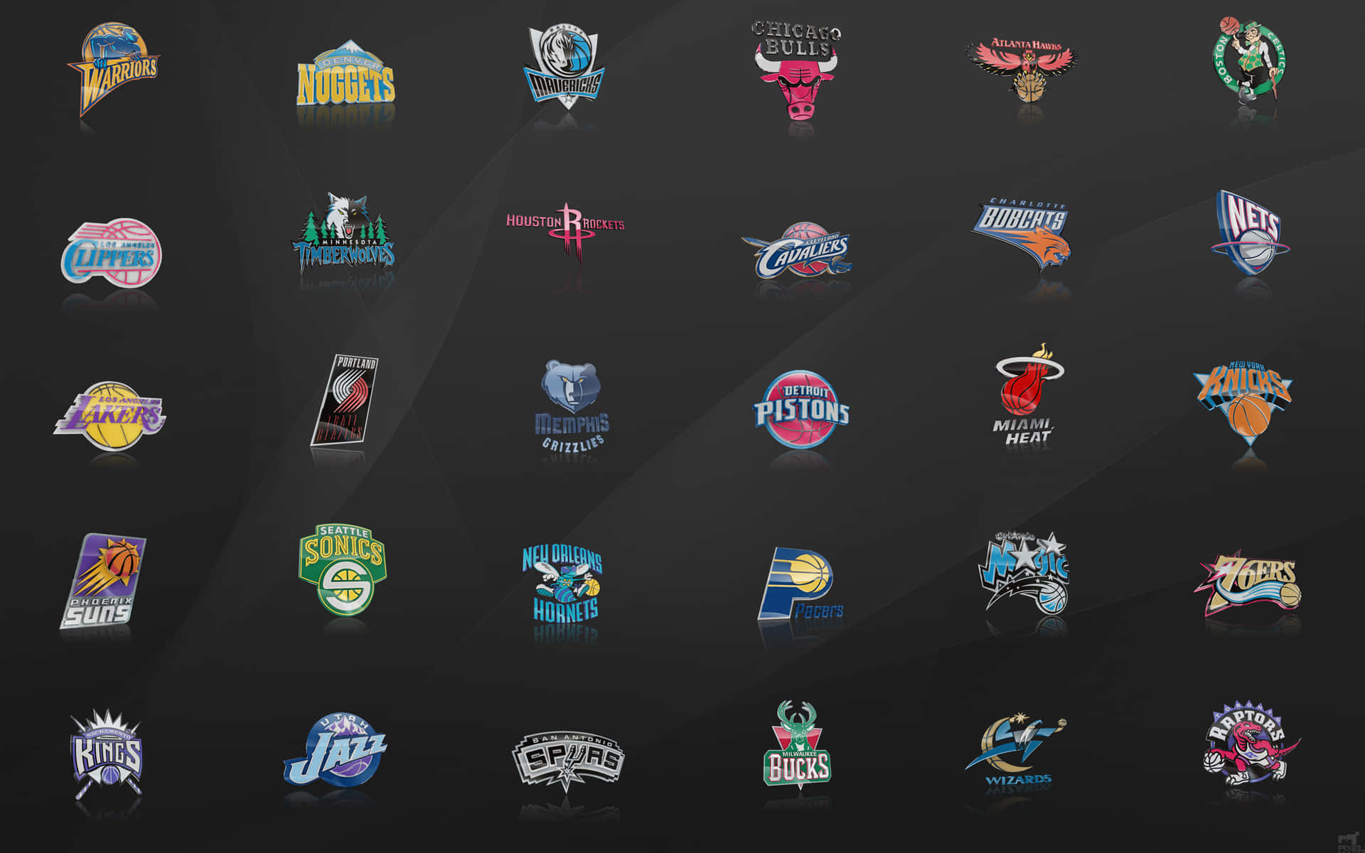 NBA Logoer på mat stålbaggrund Wallpaper