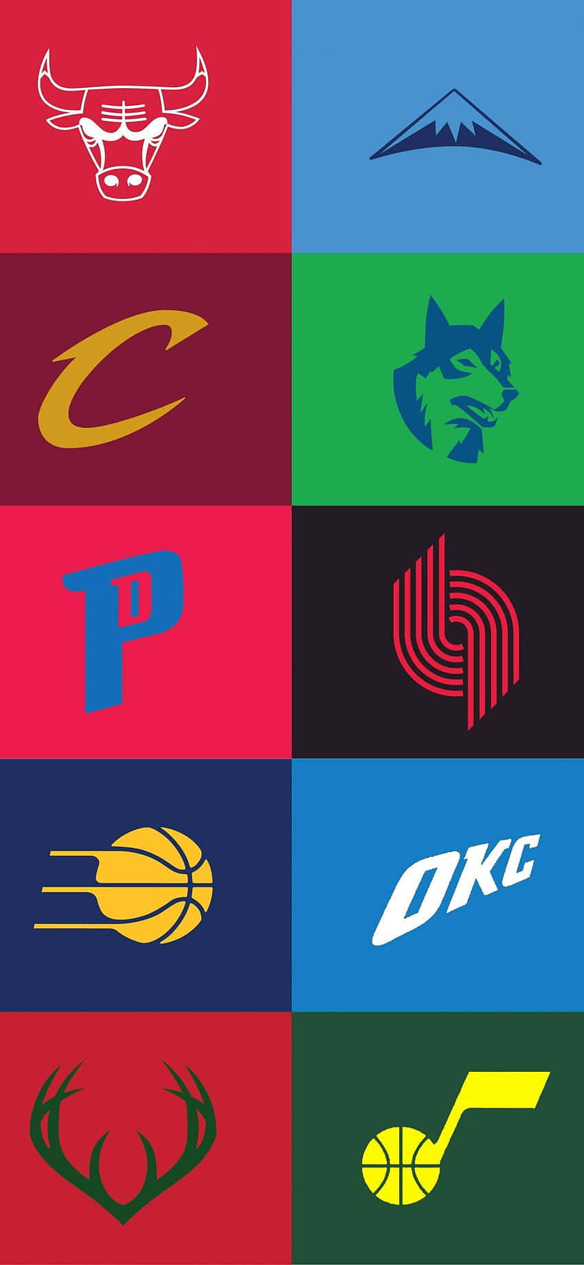 10 Team NBA Logos tapet: Se de mest populære basketholdlogoer fra National Basketball Association. Wallpaper