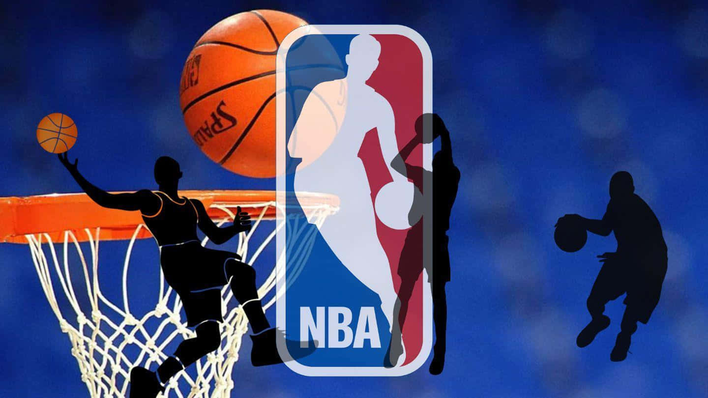 Beskriv NBA Logo med spiller vektorsilhuetter Wallpaper